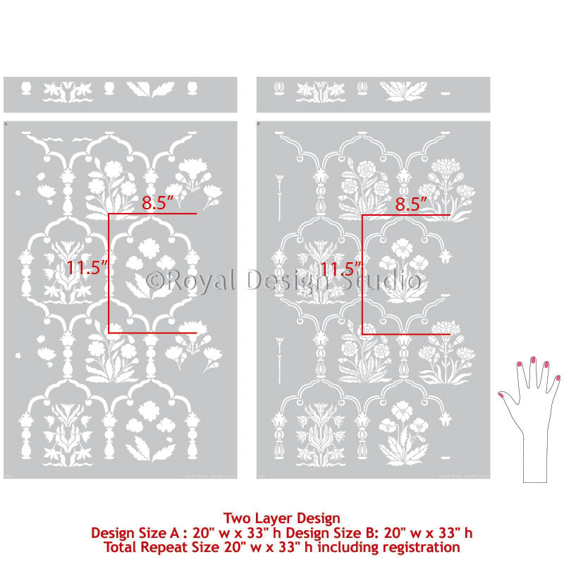 Majorelle Floral Trellis Wall Stencil - DIY Home Decor Painting Template for Walls, Furniture & Crafts | Perfect for Bedroom, Nursery, Living Room & Garden Projects