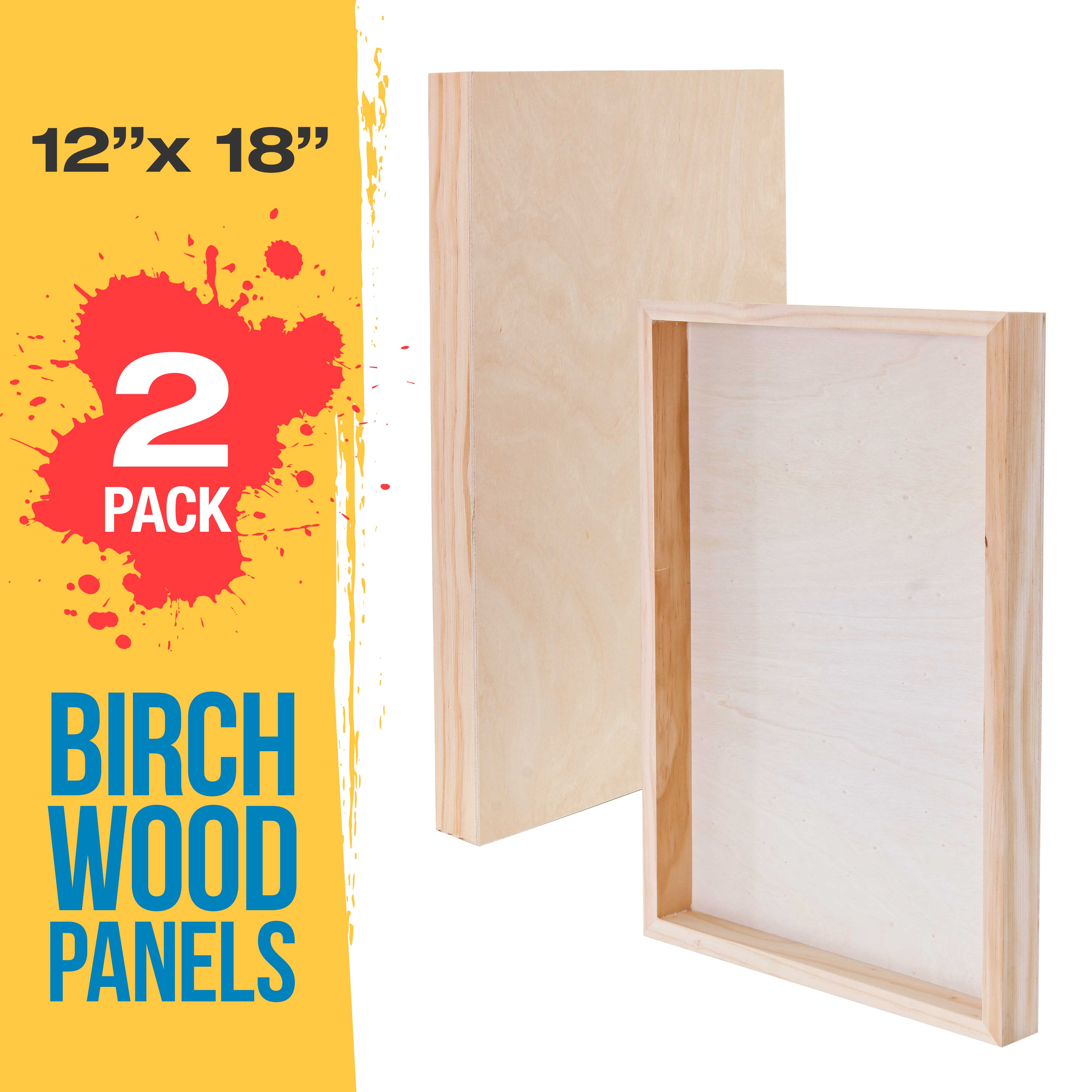 12x18 Inch Unfinished Birch Wood Panels for Painting - 2 Pack Gallery Canvas Boards (1.5