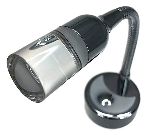 Pactrade Marine Boat RV Auto Goose Neck LED Reading Light - Adjustable Warm White Aluminum Light with Touch Switch, Non-Magnetic Night Light for Boats, Campers, Trucks (Medium Lens Size) - Perfect for Night Reading, Camping & Vehicle Interiors