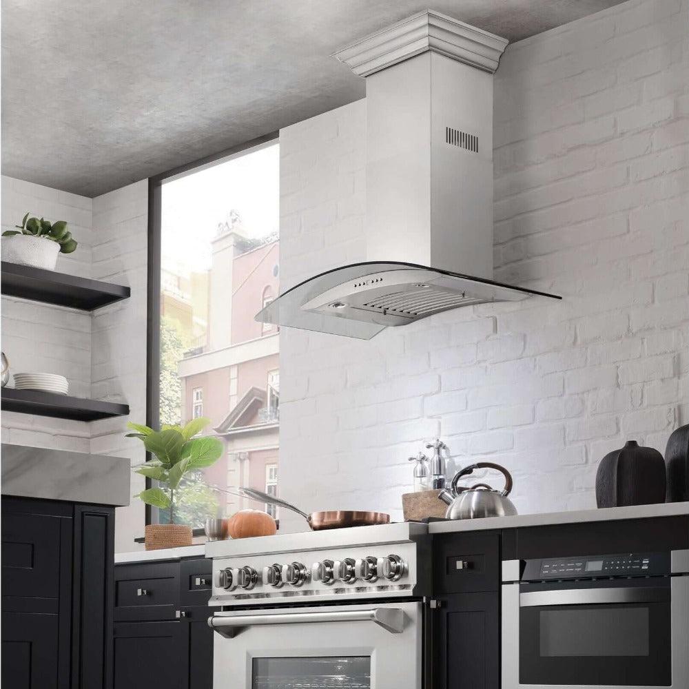 ZLINE KN4 Stainless Steel and Glass Convertible Wall Mount Range Hood - 36 Inch Kitchen Ventilation for Gas & Electric Stoves - Perfect for Modern & Farmhouse Style Kitchens