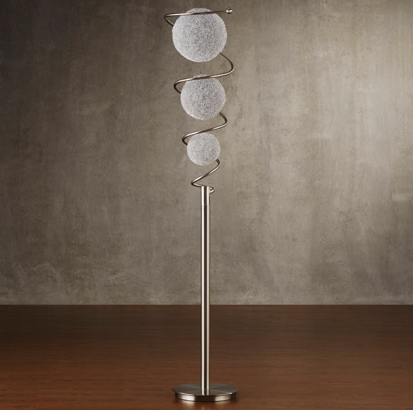 Modern Spiral Floor Lamp with Wired Shades - Adjustable LED Standing Light for Living Room, Bedroom, or Office Decor