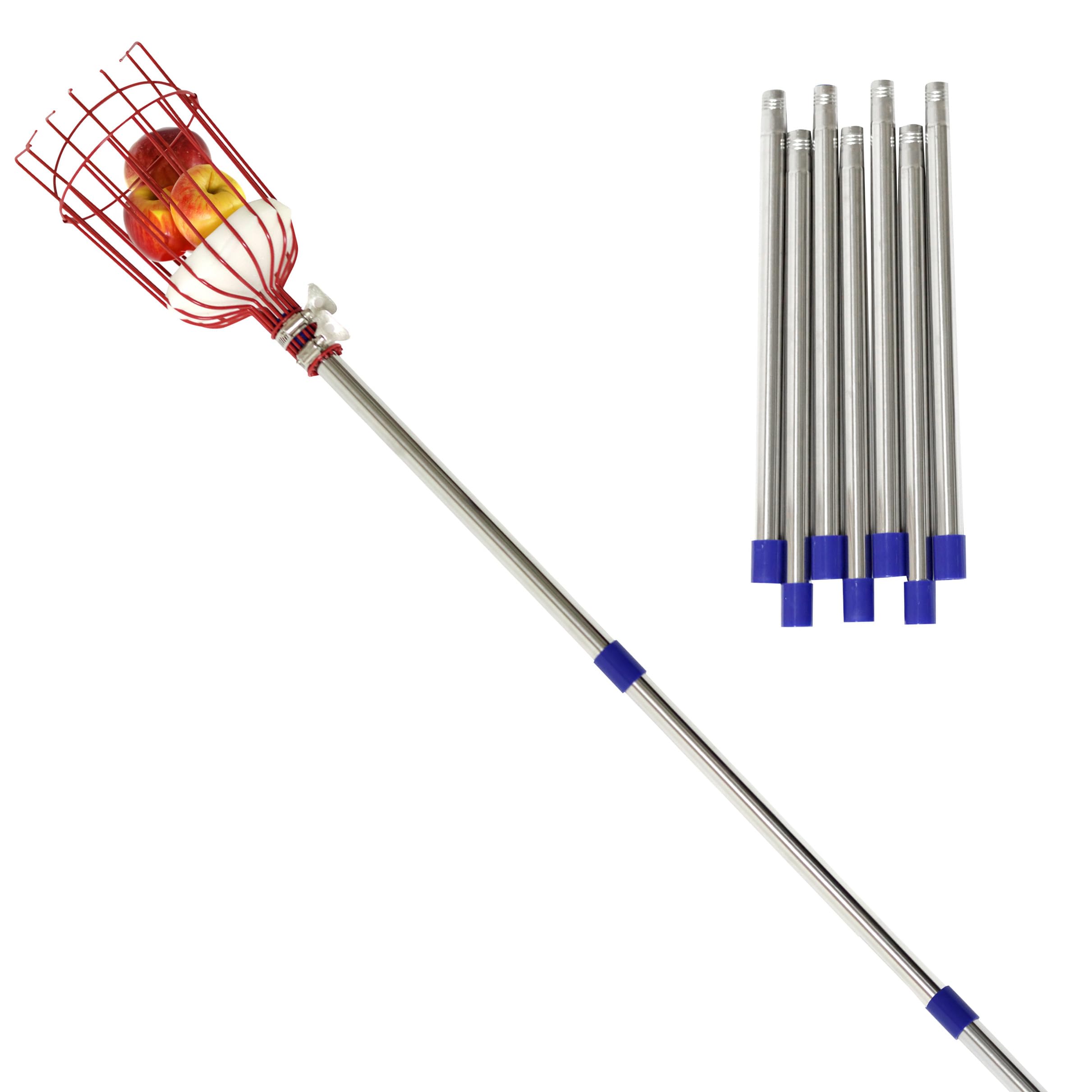 Trademark Innovations Fruit Picker Tool - Extendable Stainless Steel Fruit Harvester with Basket for Apples, Pears & Citrus - Perfect for Home Garden, Orchard & Farm Use