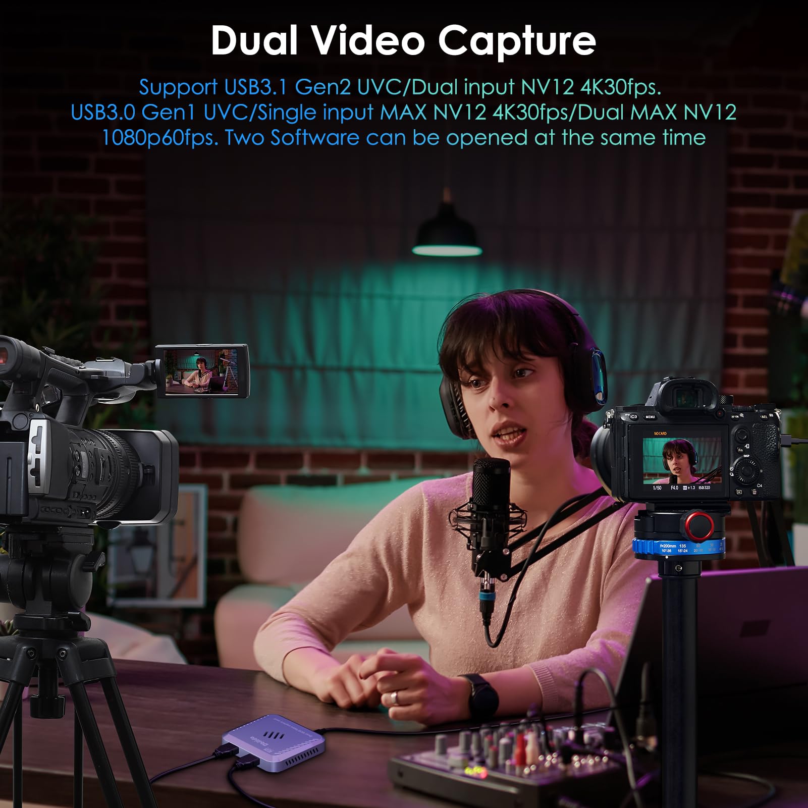 Dbilida Dual HDMI Video Capture Card - 4K 30FPS, 2K 144FPS, 1080P 240FPS for Live Streaming & Recording | Compatible with iPad, PS5, PS4/Pro, Xbox Series X/S, Nintendo Switch & DSLR Cameras | Perfect for Gamers, Content Creators & Live Broadcasters
