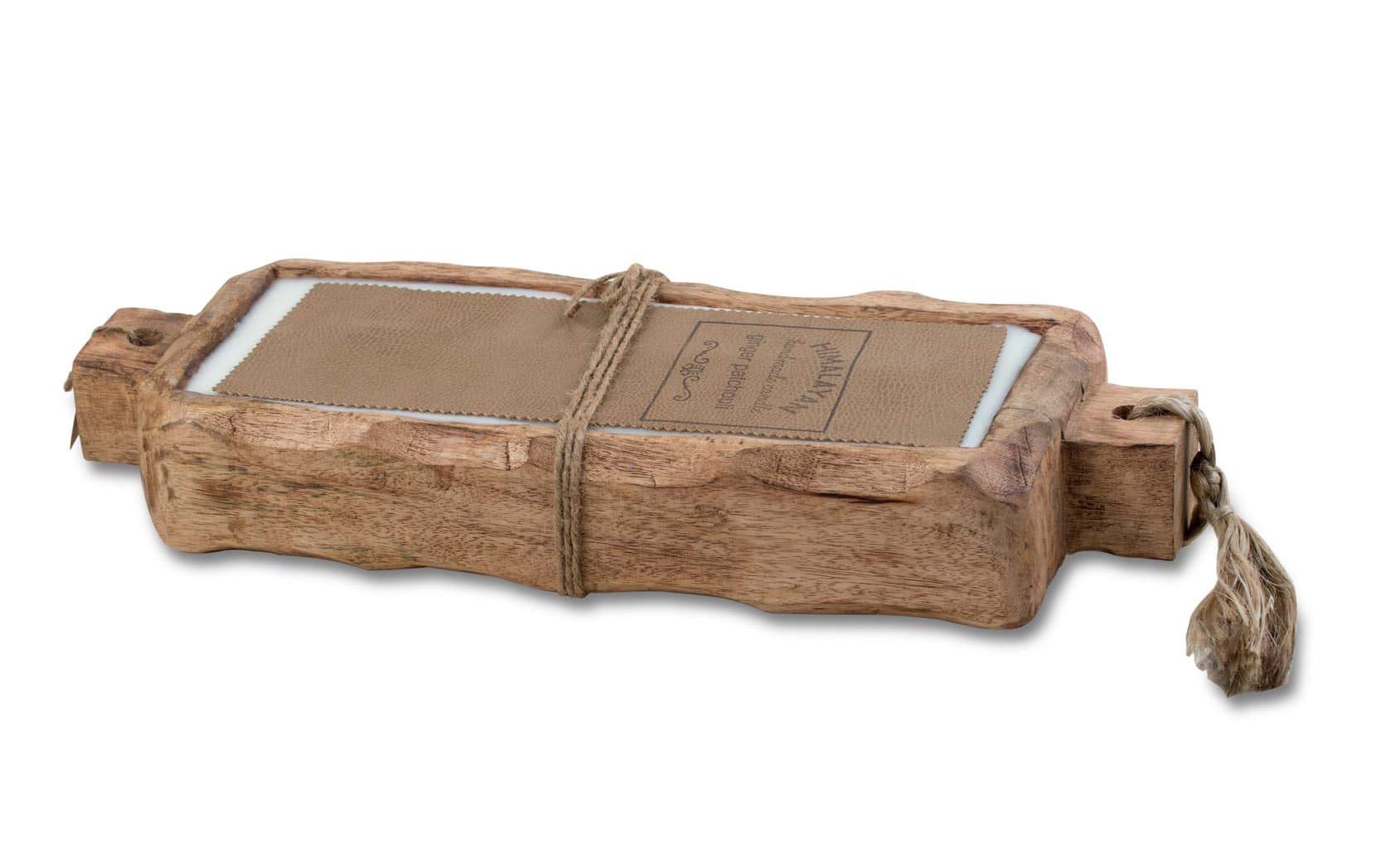 Natural Driftwood Tray Candle with Ginger Patchouli Scent - 44oz Large Soy Wax Candle for Home Decor, Spa Relaxation & Romantic Ambiance