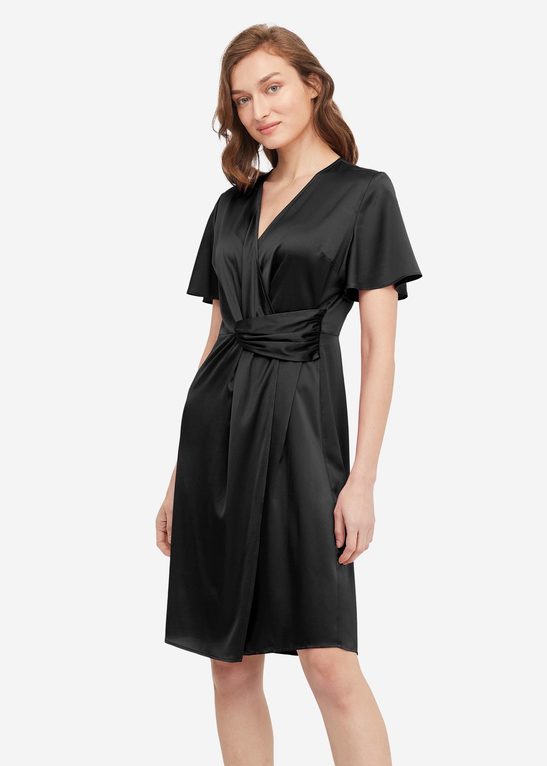 Elegant Overlapping Design Silk Dress for Women - Perfect for Weddings, Parties & Special Occasions