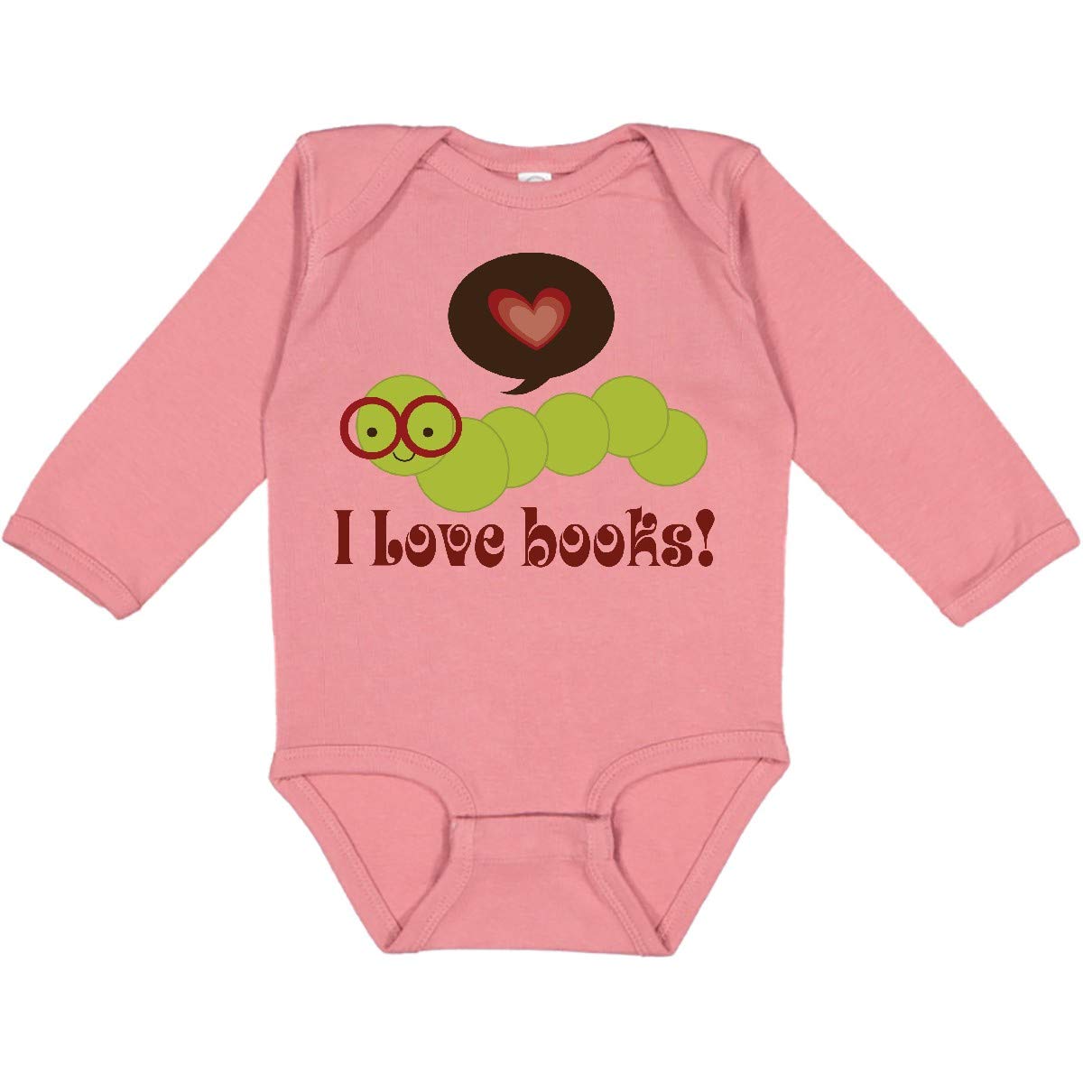 Inktastic I Love Books Bookworm Long Sleeve Baby Bodysuit - Perfect for Book Lovers, Library Visits & Reading-Themed Baby Showers