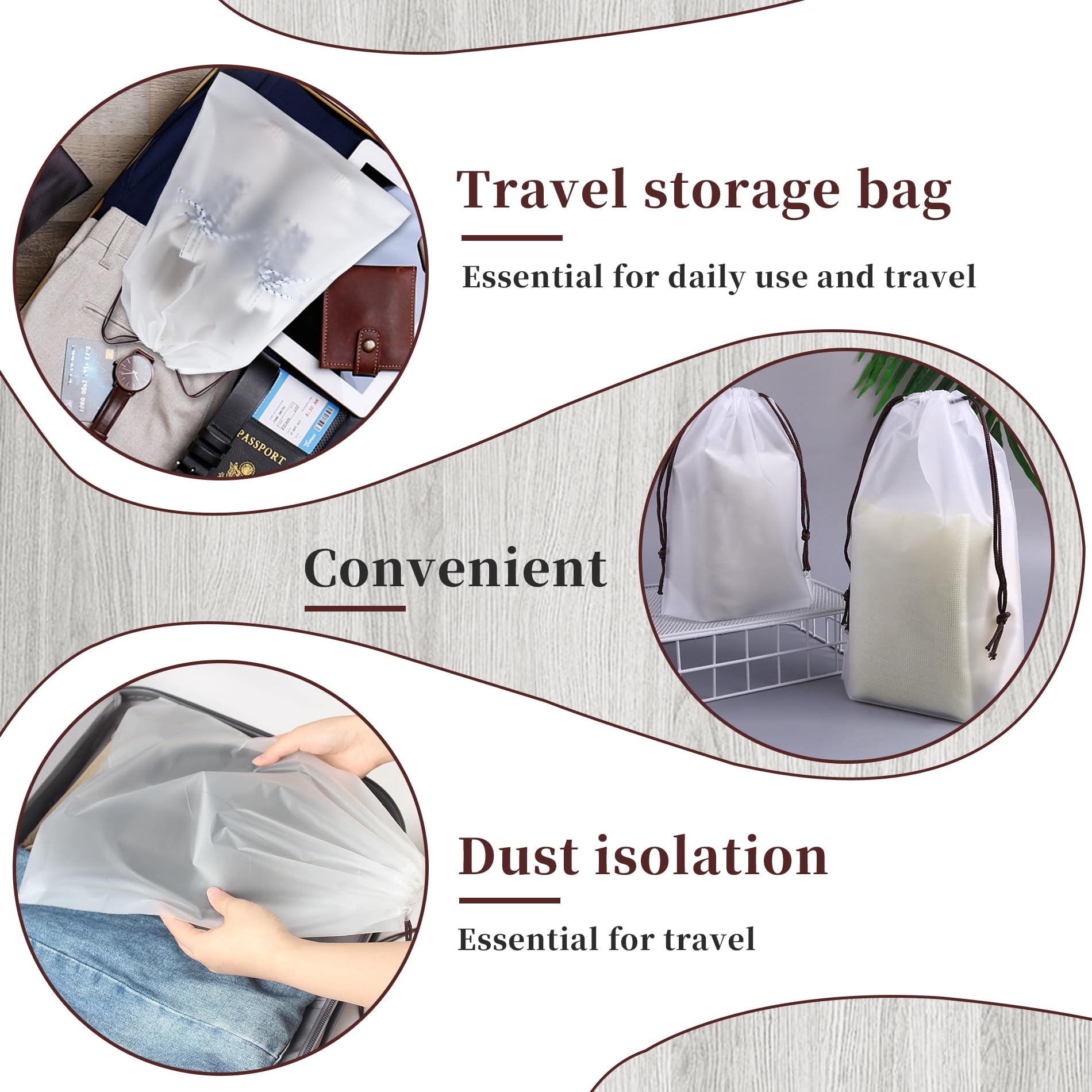 Hoewina 14-Pack Clear Shoe Storage Bags for Travel - Large Transparent PE Shoe Organizers with Drawstring for Men & Women - Perfect for Packing, Moving, and Shoe Protection