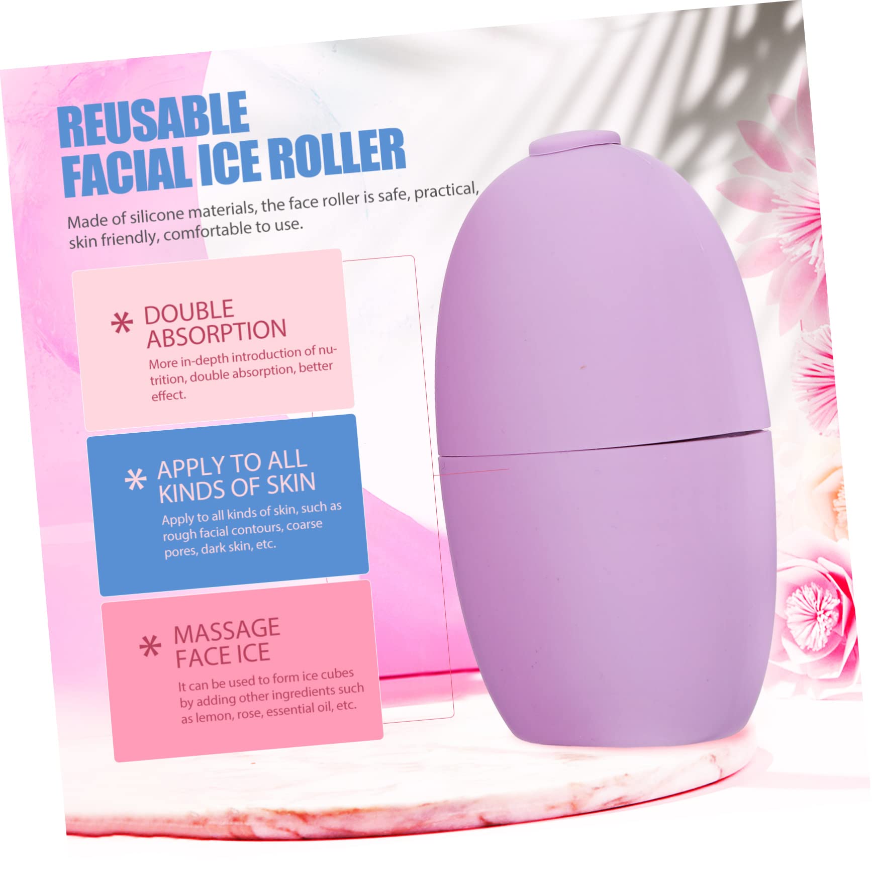 Purple Silicone Ice Face Roller for Skin Care & Facial Massage - Cooling Beauty Tool for Puffiness, Wrinkles & Glowing Skin - Perfect for Morning Routine & Post-Workout Recovery
