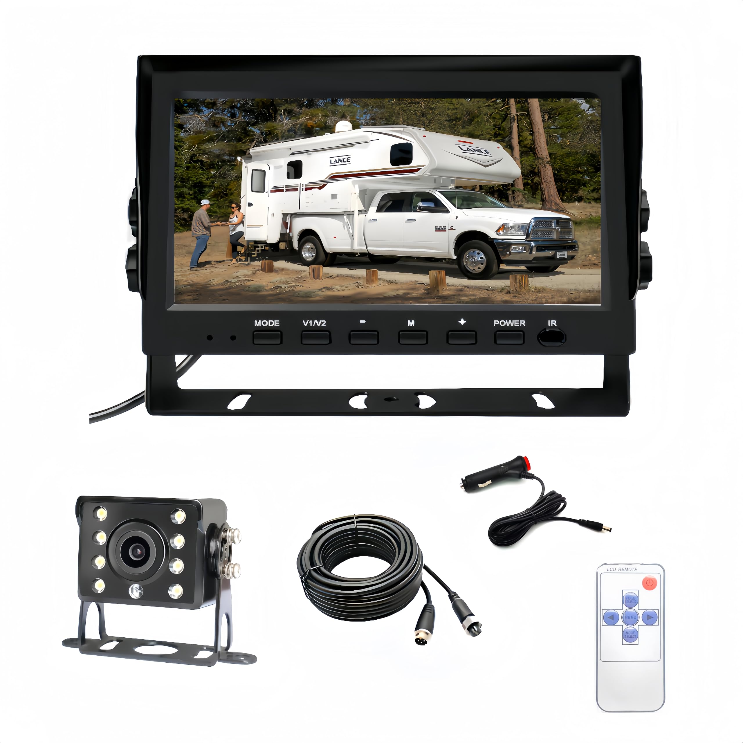7 Inch HD Backup Camera for Trucks & RVs - 1080p Full HD with IR Night Vision, Wired System & Stable Signal Transmission | Complete Installation Kit Included | Perfect for Trailers, Parking & Reversing Safety