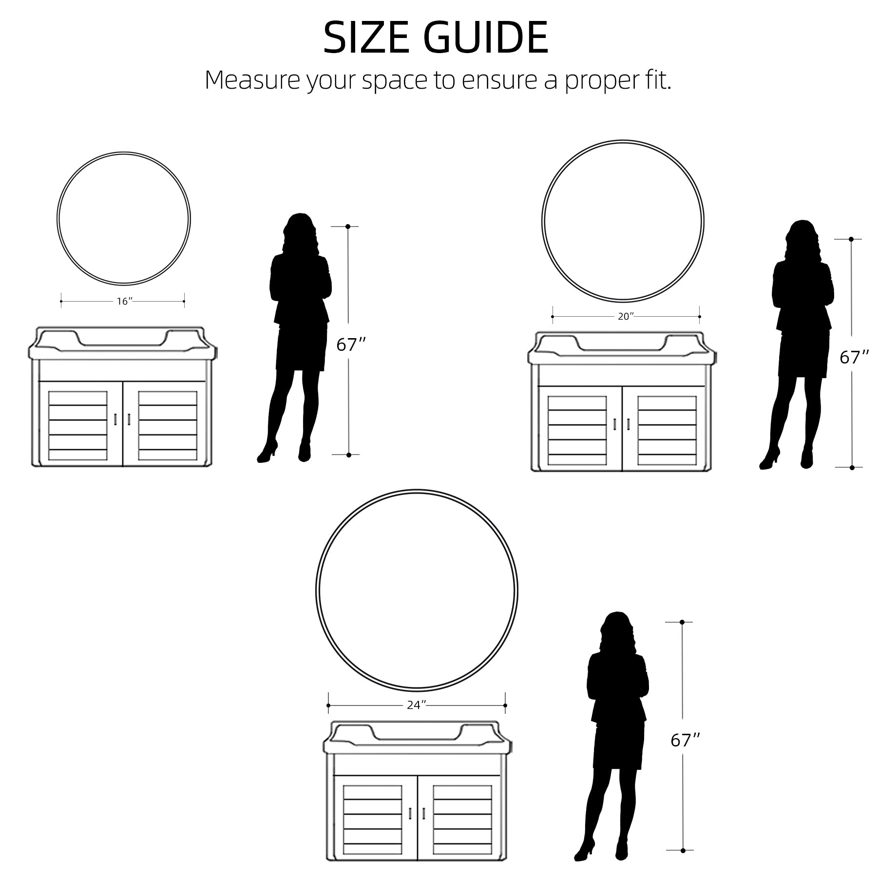 24 Inch Round Wall Mirror with Black Metal Frame - Bathroom, Bedroom, Living Room Decor - Modern Circle Vanity Mirror for Wall Mounting - Perfect for Entryway, Dressing Room & Home Decor (24 Inch)
