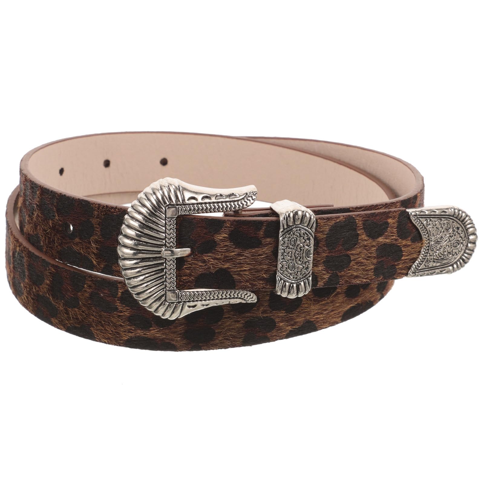 Vintage Leopard Print Belt for Women - Adjustable Waist Belt with Metal Buckle - Perfect for Jeans, Dresses & Retro Outfits