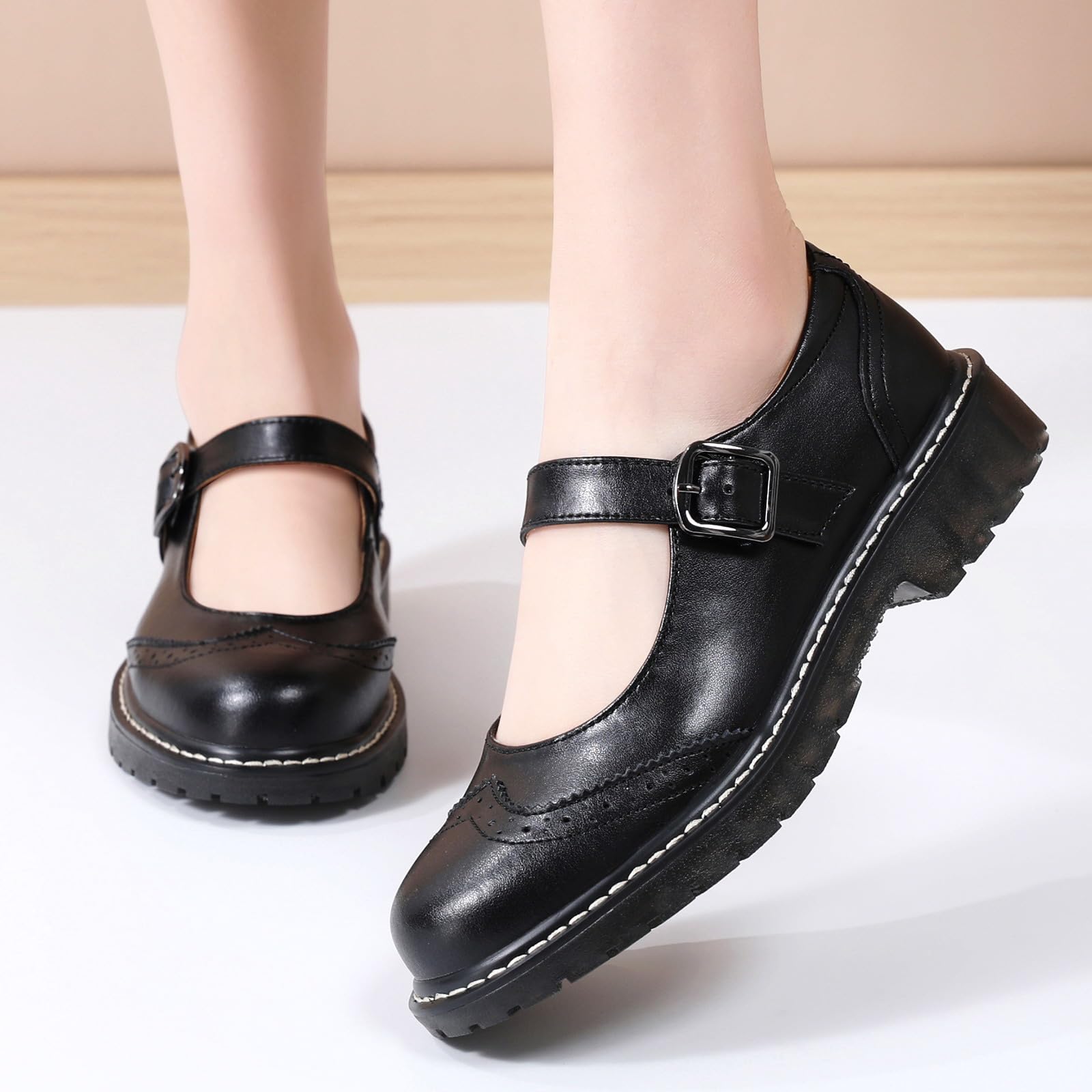Women's Mary Jane Shoes - Comfortable Leather Flats with Round Toe & Non-Slip Sole | Dressy & Casual Oxfords for Work, School & Everyday Wear | Perfect for Office, Classroom & Daily Outfits