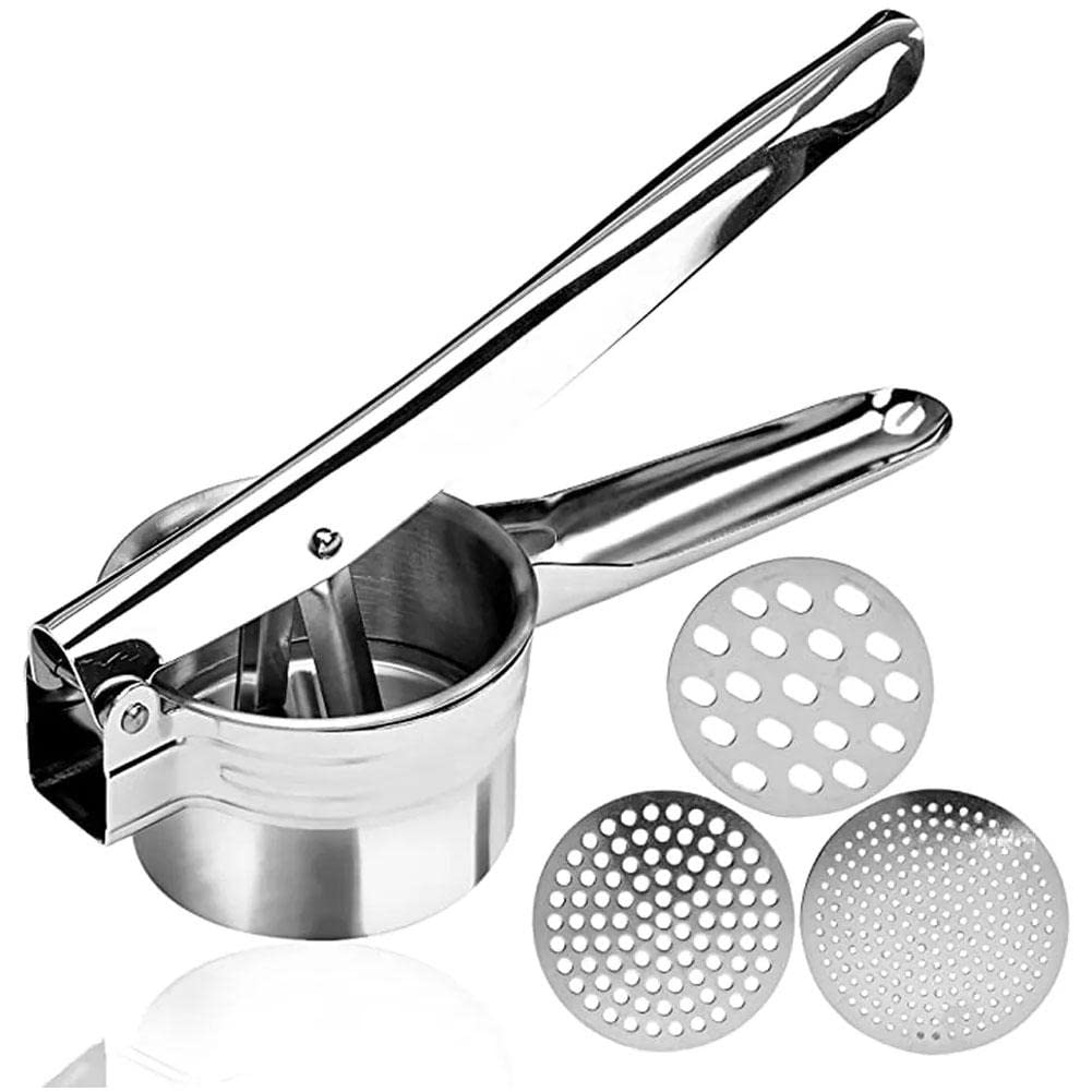 Premium Stainless Steel Potato Ricer with 3 Interchangeable Discs - Heavy Duty Kitchen Tool for Perfect Mashed Potatoes, Baby Food & Purees - Ideal for Home Cooking, Restaurants & Meal Prep