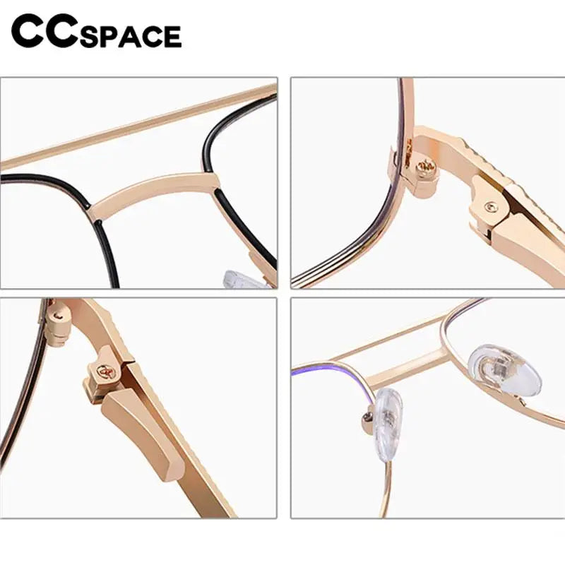 CCspace Unisex Full Rim Square Double Bridge Alloy Eyeglasses Frame 57288 - Stylish & Durable for Work, Reading & Fashion Accessories