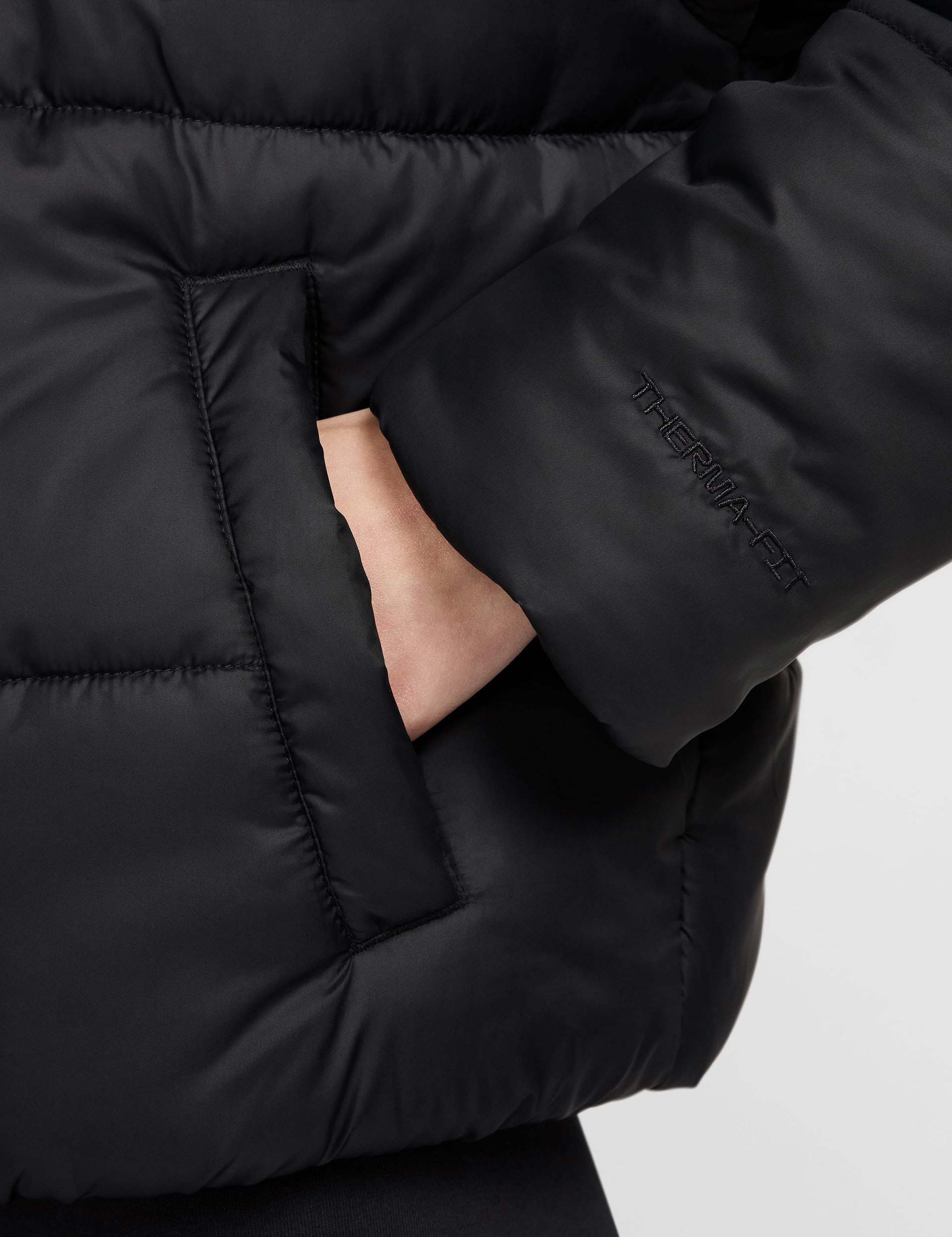 Classic Puffer Therma Fit Hooded Jacket for Men & Women - Lightweight Winter Sportswear for Running, Hiking & Outdoor Activities (Black/White)