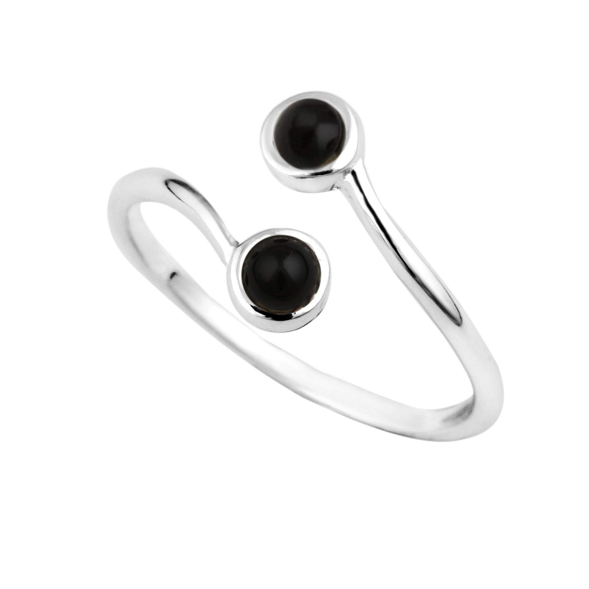 925 Sterling Silver Adjustable Double Stone Ring for Women - Elegant Stackable Jewelry for Everyday Wear & Special Occasions