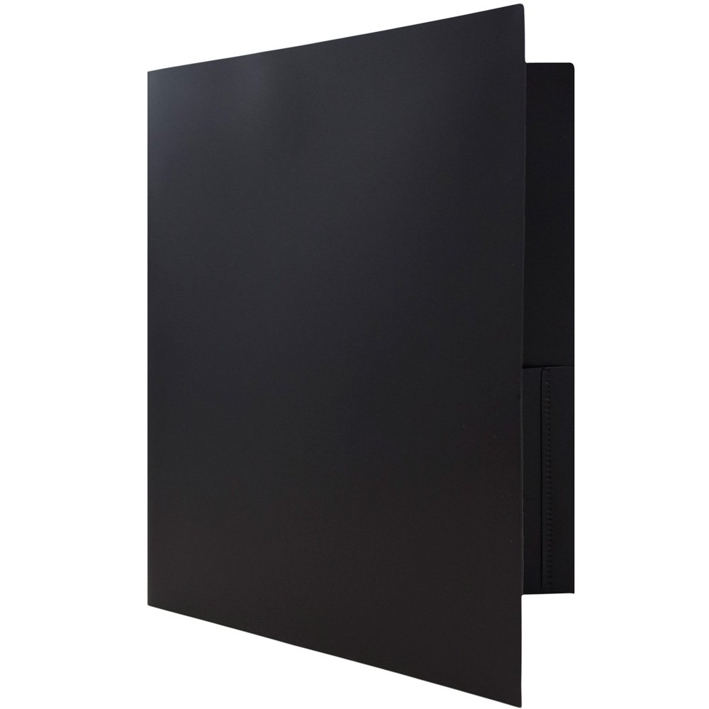 JAM Paper Medium Weight Plastic Presentation Folder with Metal Prong Fastener Clasps - Black - 96 Pack - Perfect for Office, School, and Business Document Organization