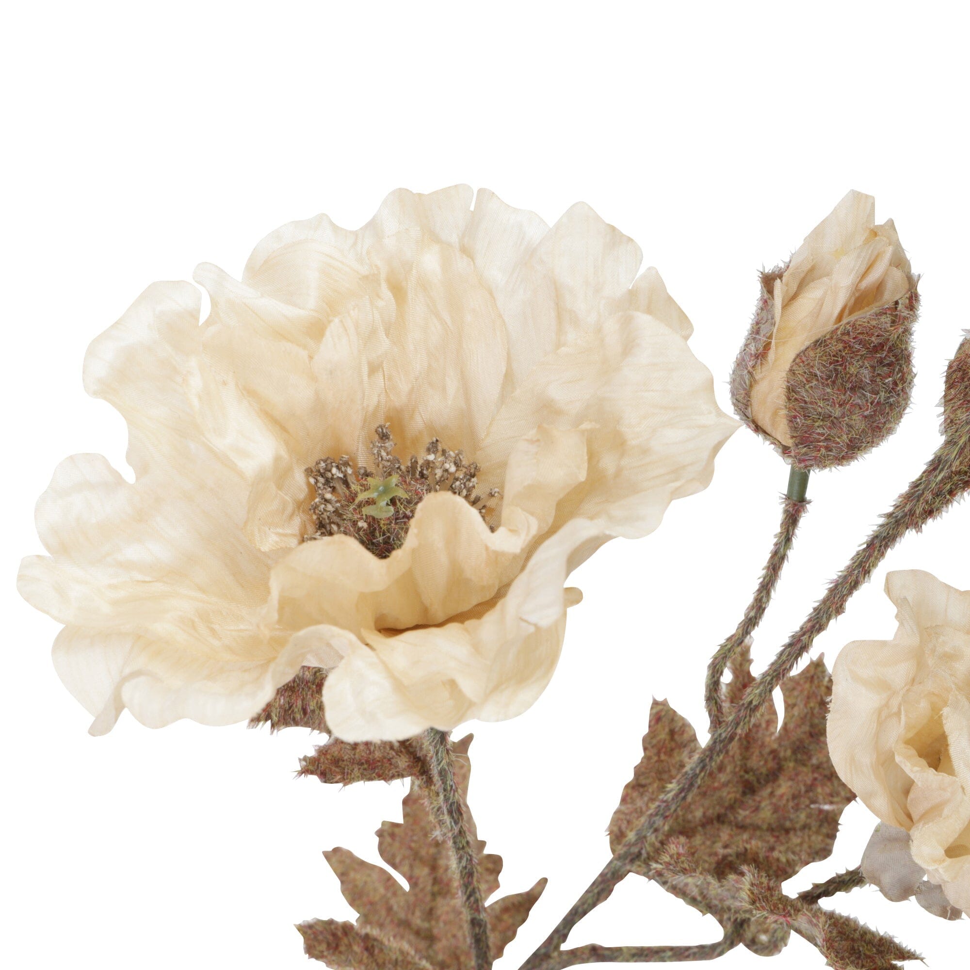 Antique White Poppy Artificial Flower - Elegant Home Decor for Living Room, Wedding, and Party Arrangements