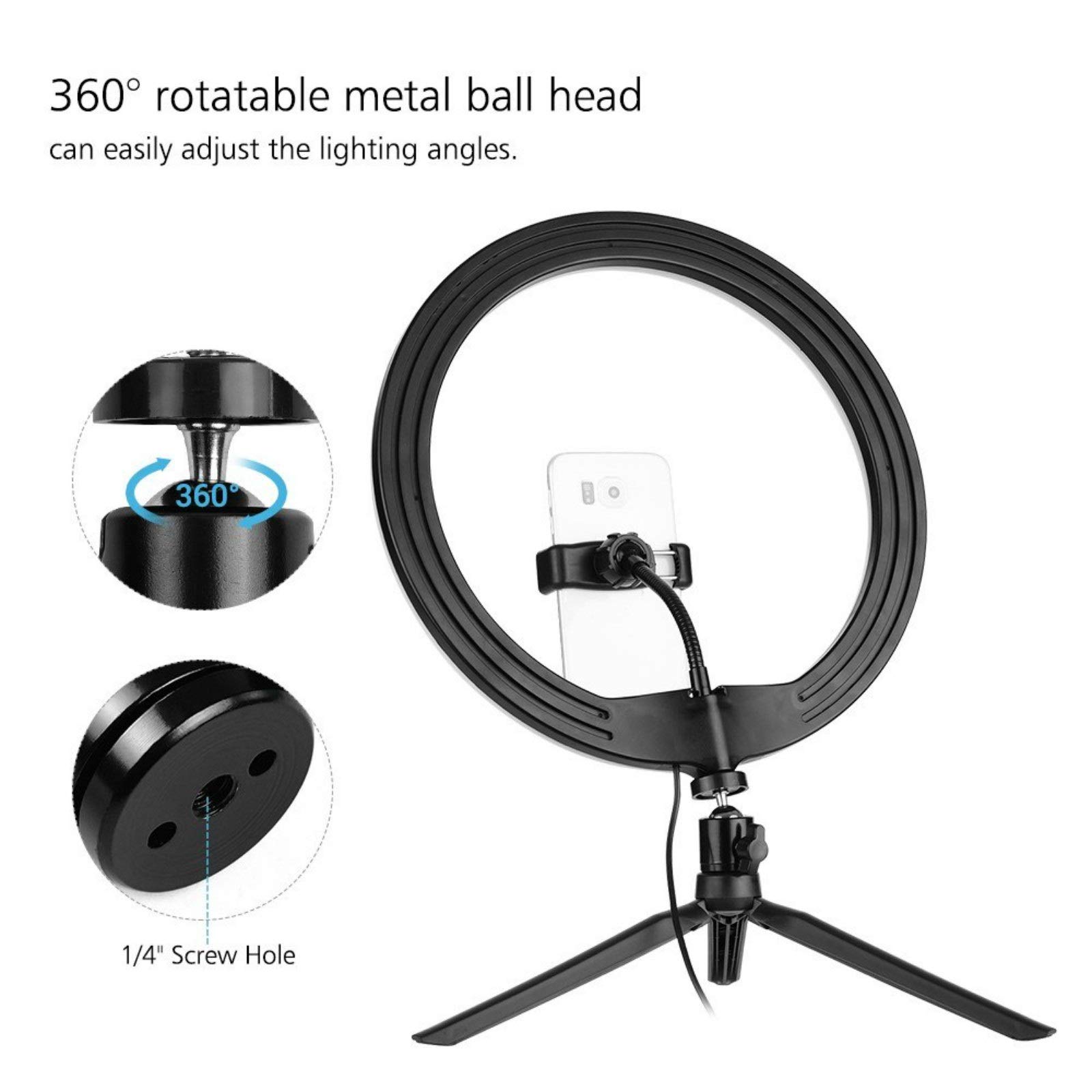 12inch LED Ring Light 5600-8200K with Tripod & Phone Stand - Perfect for Live Streaming & Photography