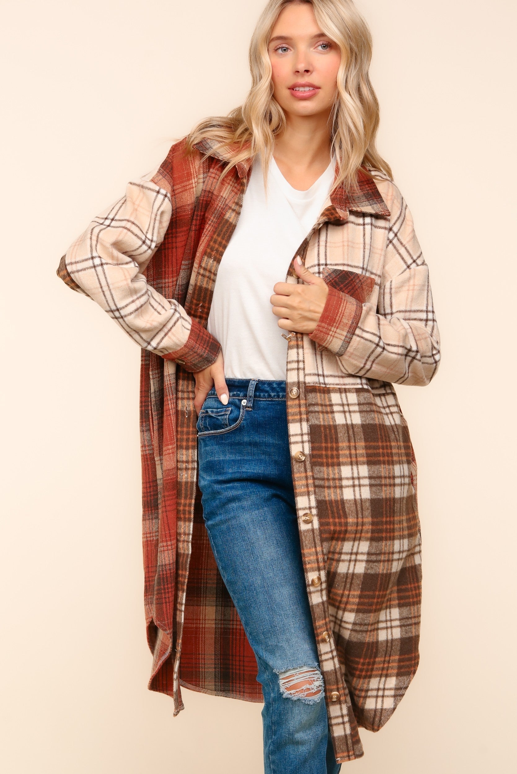 Stylish Flannel Plaid Oversized Shacket with Pockets - Warm & Cozy Overshirt for Fall & Winter | Perfect for Casual Outfits, Layering, and Outdoor Activities