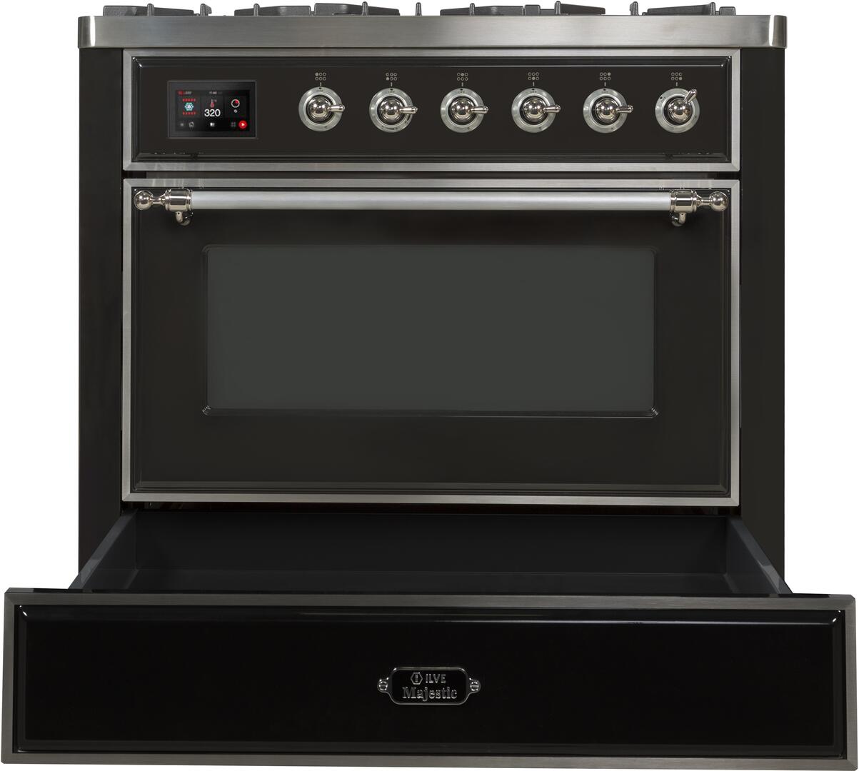 ILVE Majestic II 36 Inch Dual Fuel Freestanding Range - Matte Graphite with Chrome Trim - Liquid Propane Gas Stove - Professional Kitchen Appliance for Home Chefs & Cooking Enthusiasts - Perfect for Gourmet Meals & Family Dinners
