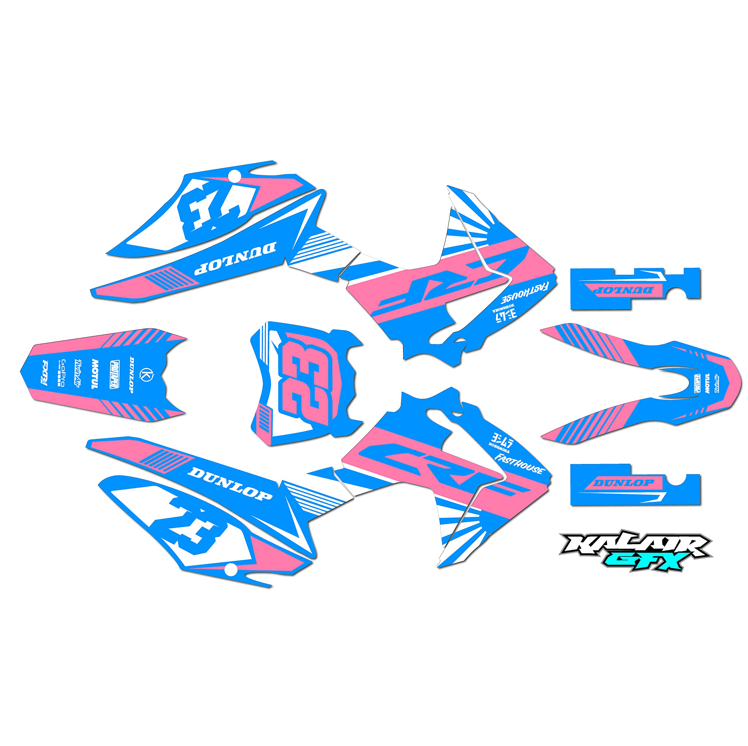 Premium Honda CRF125F (2013-2018) FH Series Cyan Graphics Kit - 21 Mil Thick Dirt Bike Stickers for Motocross & Pit Bikes - High-Quality Racing Decals for Motorcycle Accessories (No Plastics Included) - Perfect for Off-Road Racing, Trail Riding & Bike Customization