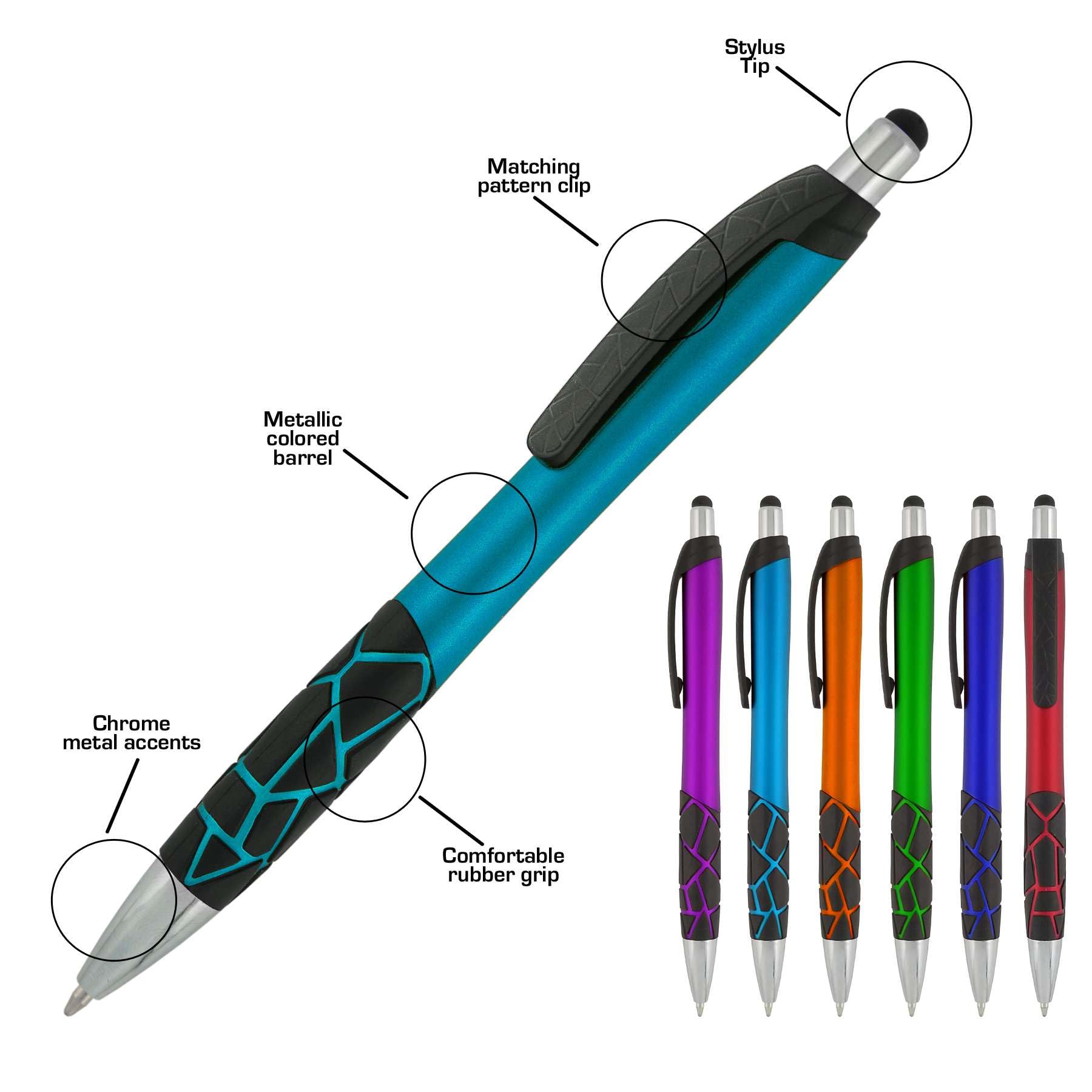 200 Pack Custom Logo Pens - Bulk Personalized Ballpoint Pens with Stylus for Business, Events & Promotions | 2-in-1 Touchscreen Compatible Writing Pen | Ideal for Office Use, Corporate Gifts & Trade Shows (Blue)