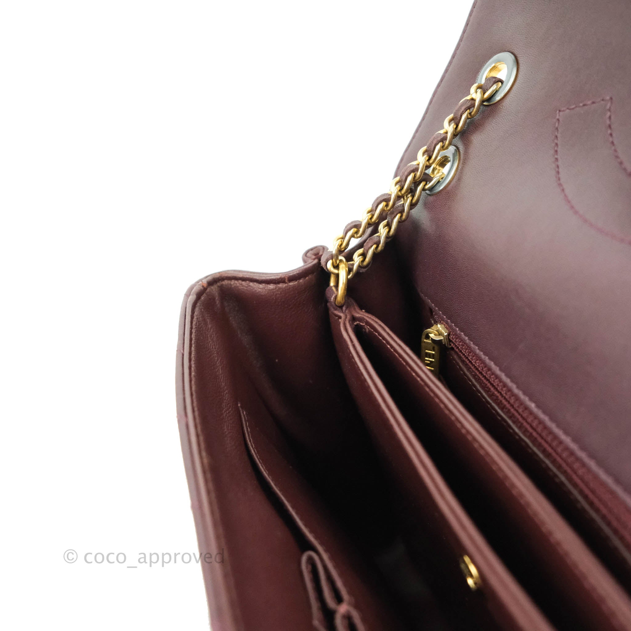 Chanel CC Signature Flap Bag in Diagonal Burgundy Calfskin with Aged Gold Hardware - Luxury Crossbody Purse for Women, Perfect for Date Night & Special Occasions