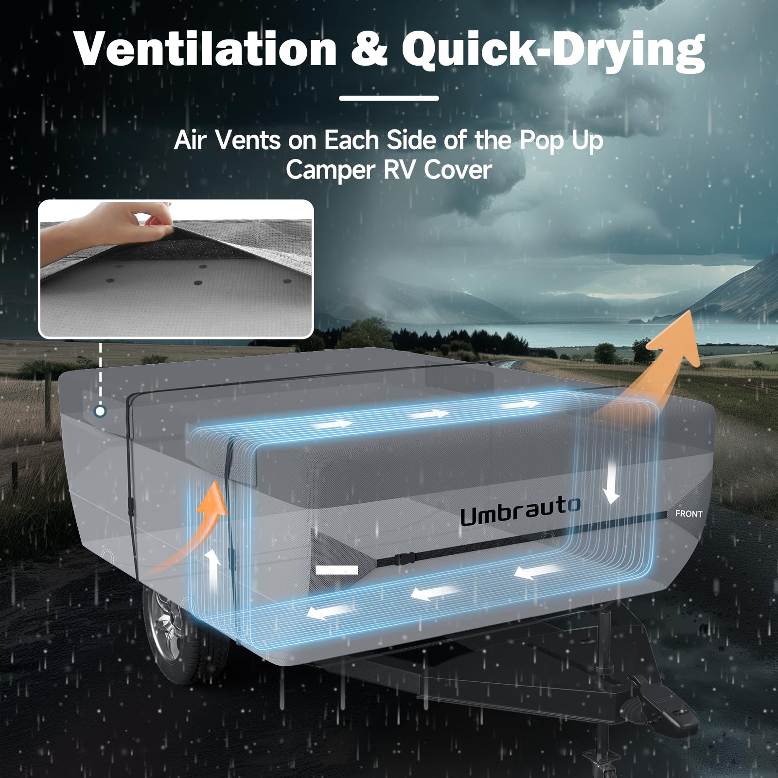 Upgraded 7-Layer Waterproof Pop Up Folding Camper Cover for 12'-14' Trailers - Extra Thick Polypropylene Breathable Ripstop Tent Trailer Cover - Perfect for Camping, RV Trips & Outdoor Adventures