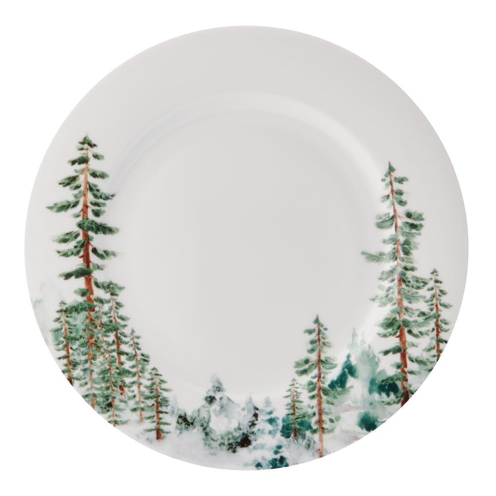 Set of 4 Watercolor Forest Design Ceramic Dinner Plates - Elegant Tableware for Home Dining, Parties & Gift Giving