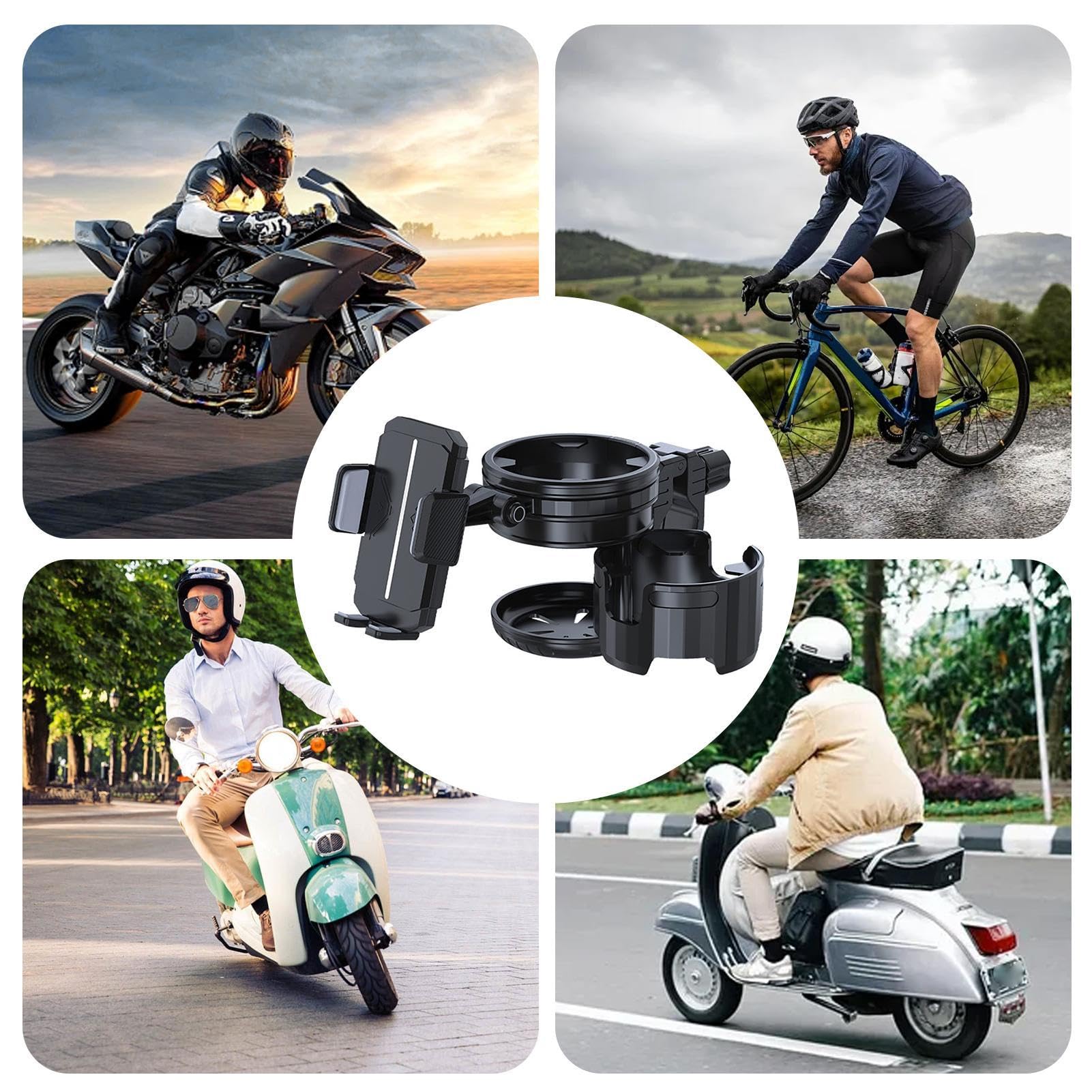 Adjustable Stroller Cup Holder with Phone Pocket - Universal Drink Holder for Coffee Mugs & Smartphones - Convenient Stroller Accessories for Parents (Black) - Perfect for Walks, Shopping & Outdoor Activities