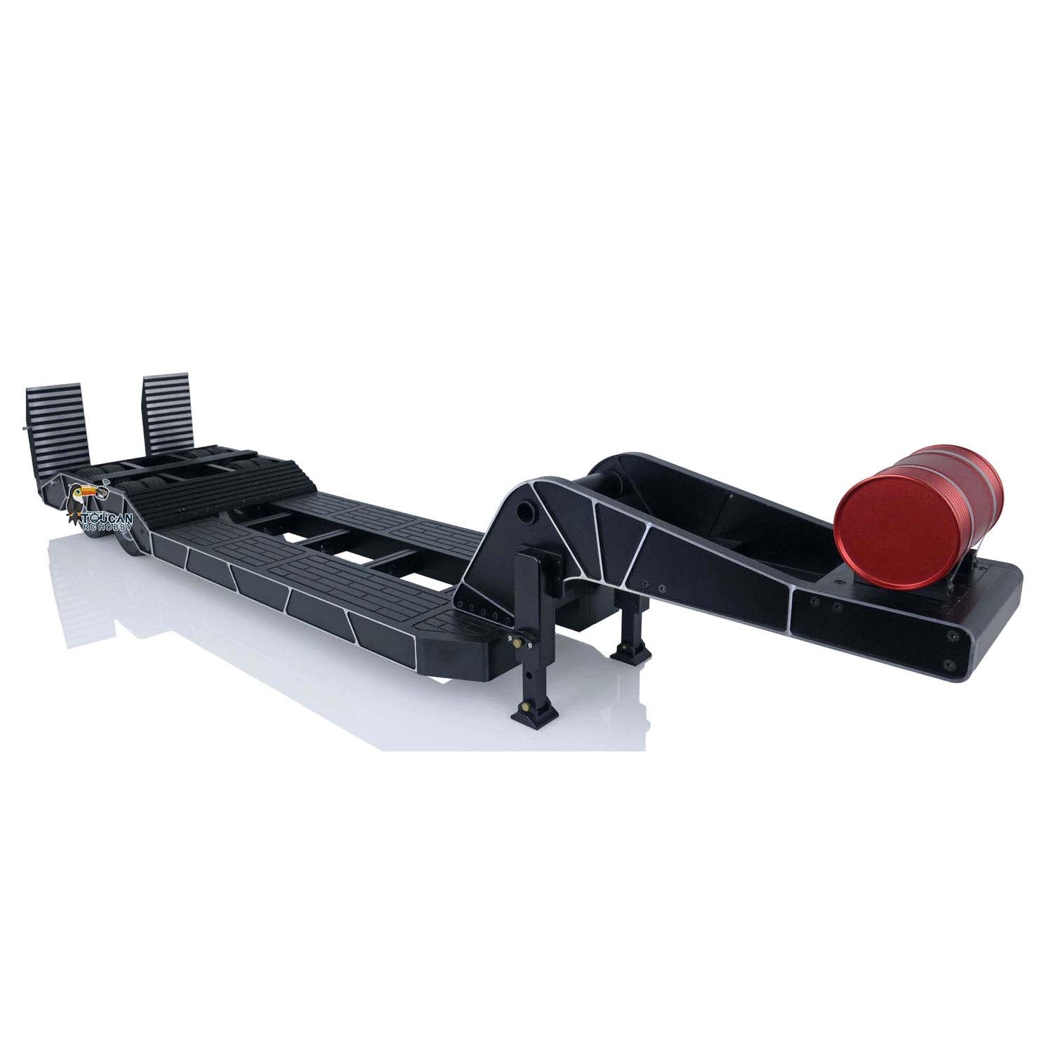 1/14 Scale Heavy Duty Metal Chassis RC Semi Trailer - 2 Axle Construction Truck Accessory for DIY Model Cars (106x21x20cm) - Perfect for RC Construction Vehicle Simulation & Off-Road Play