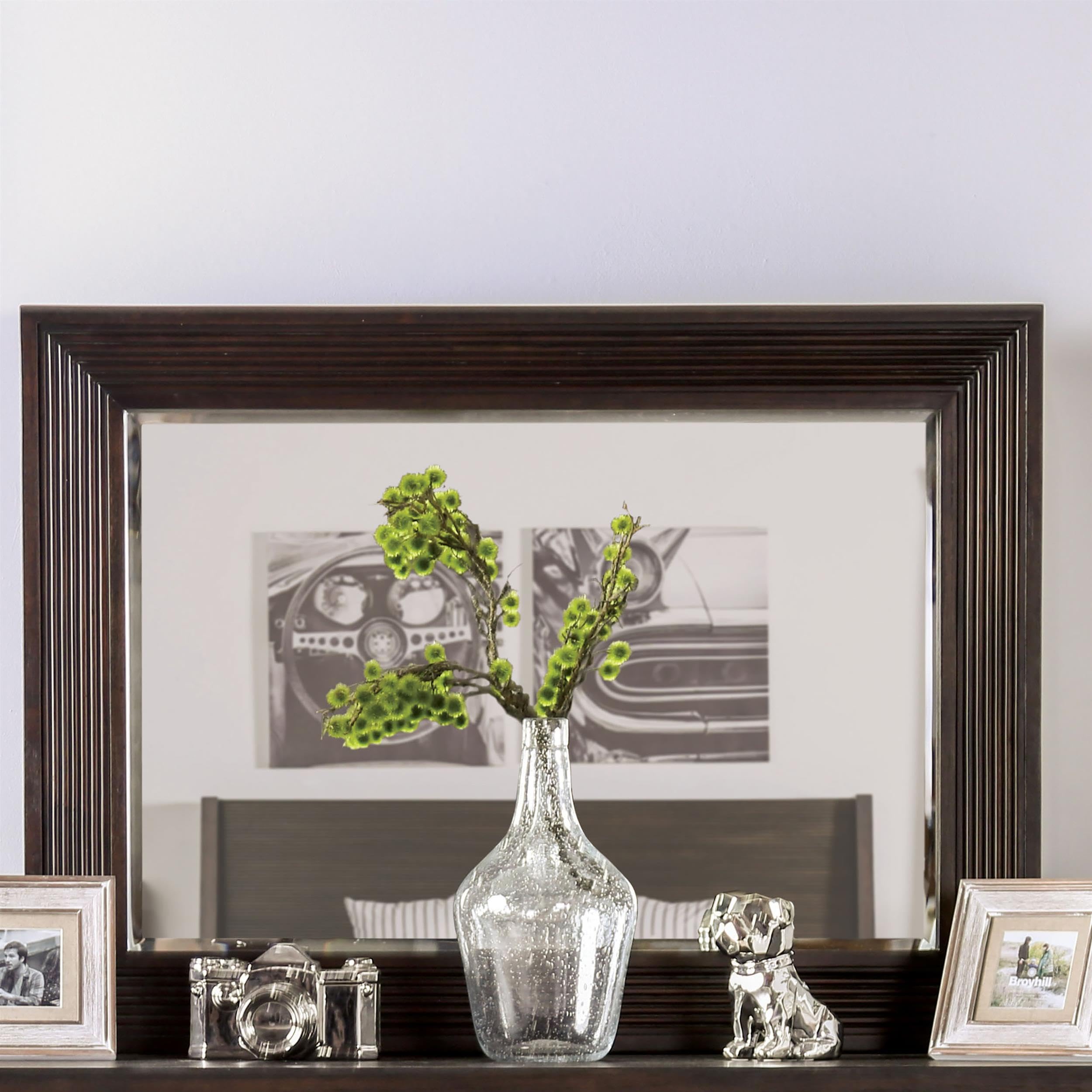 Tezra Contemporary Solid Wood Framed Mirror in Dark Walnut - Modern Wall Mirror for Bedroom, Living Room & Entryway - Furniture of America