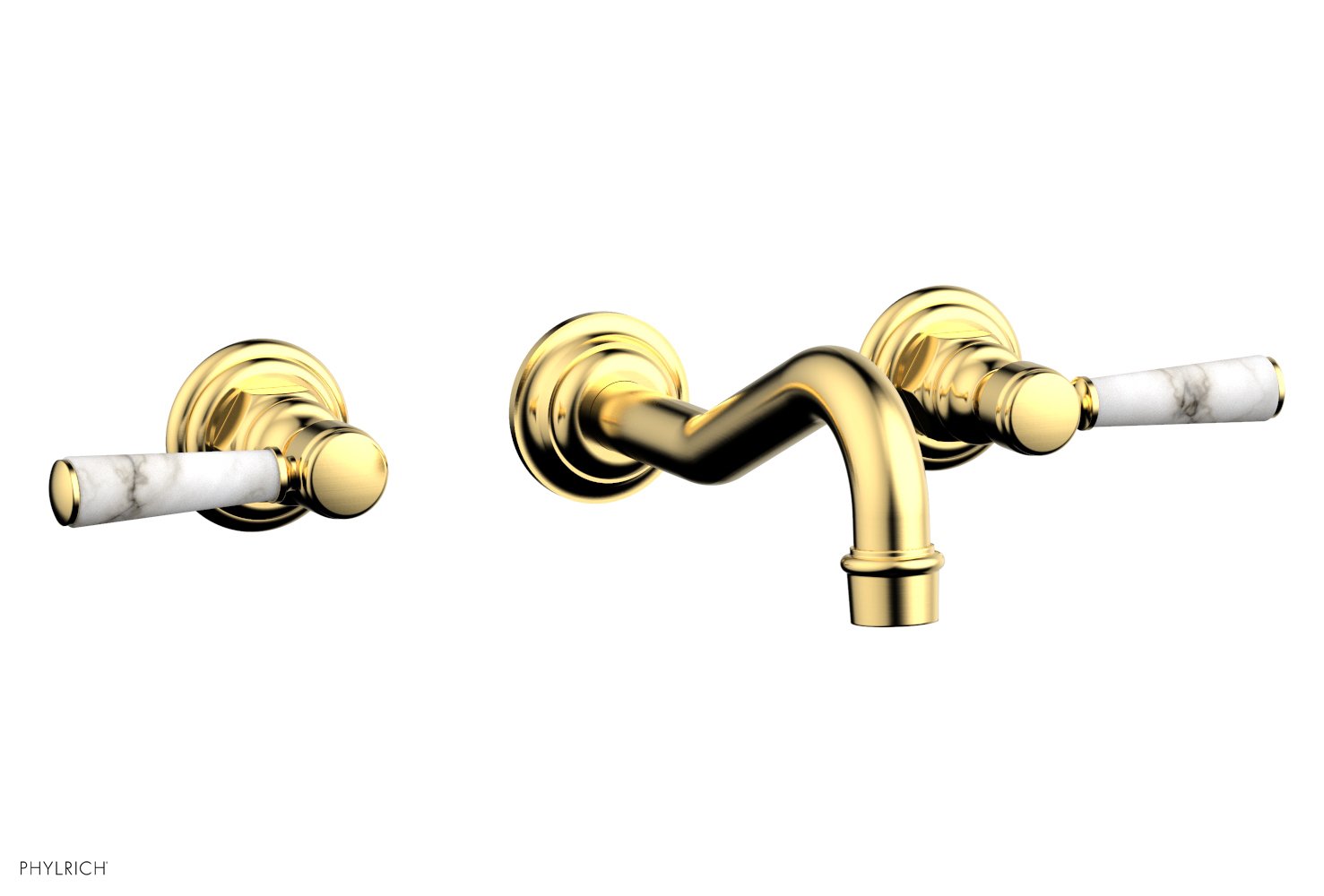 HENRI Wall Lavatory Set - White Marble Lever Handles 161 13 | Modern Bathroom Faucet & Sink Handle Set | Perfect for Bathroom Renovation & Luxury Home Decor