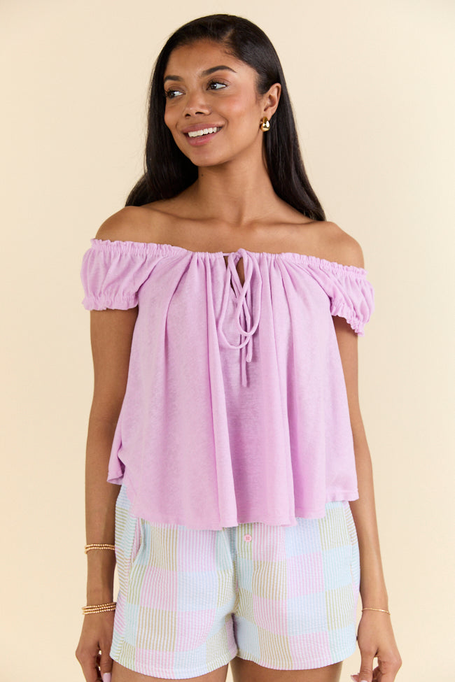 Minimalist Purple Off-Shoulder Knit Top for Women - Elegant Casual & Party Wear - Perfect for Date Nights, Vacations & Summer Outfits