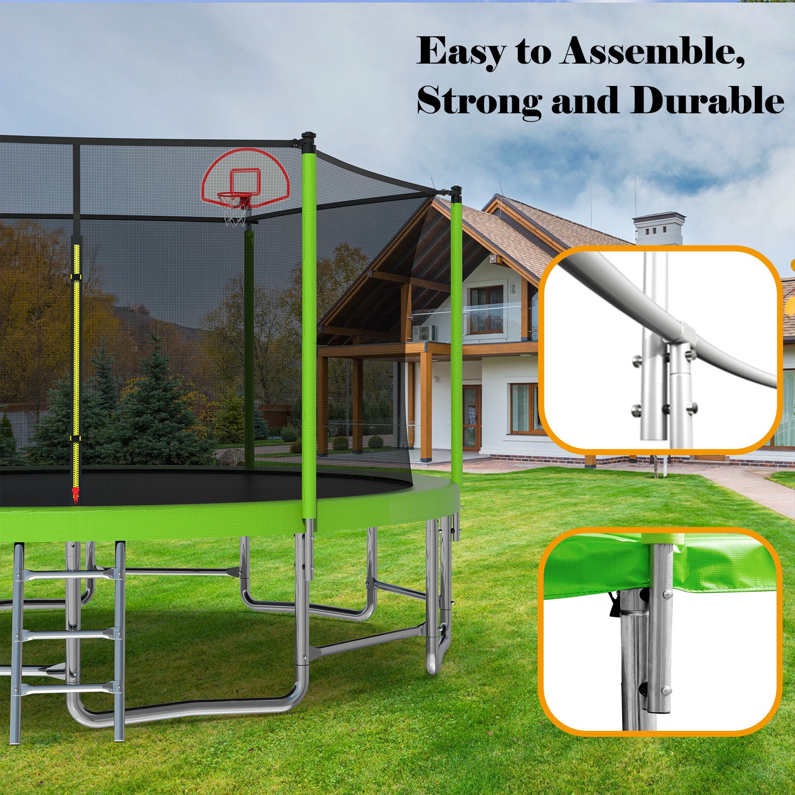 15FT Large Kids Trampoline with Safety Enclosure Net - Outdoor Backyard Recreational Bounce for Children | Perfect for Garden Play, Exercise & Family Fun