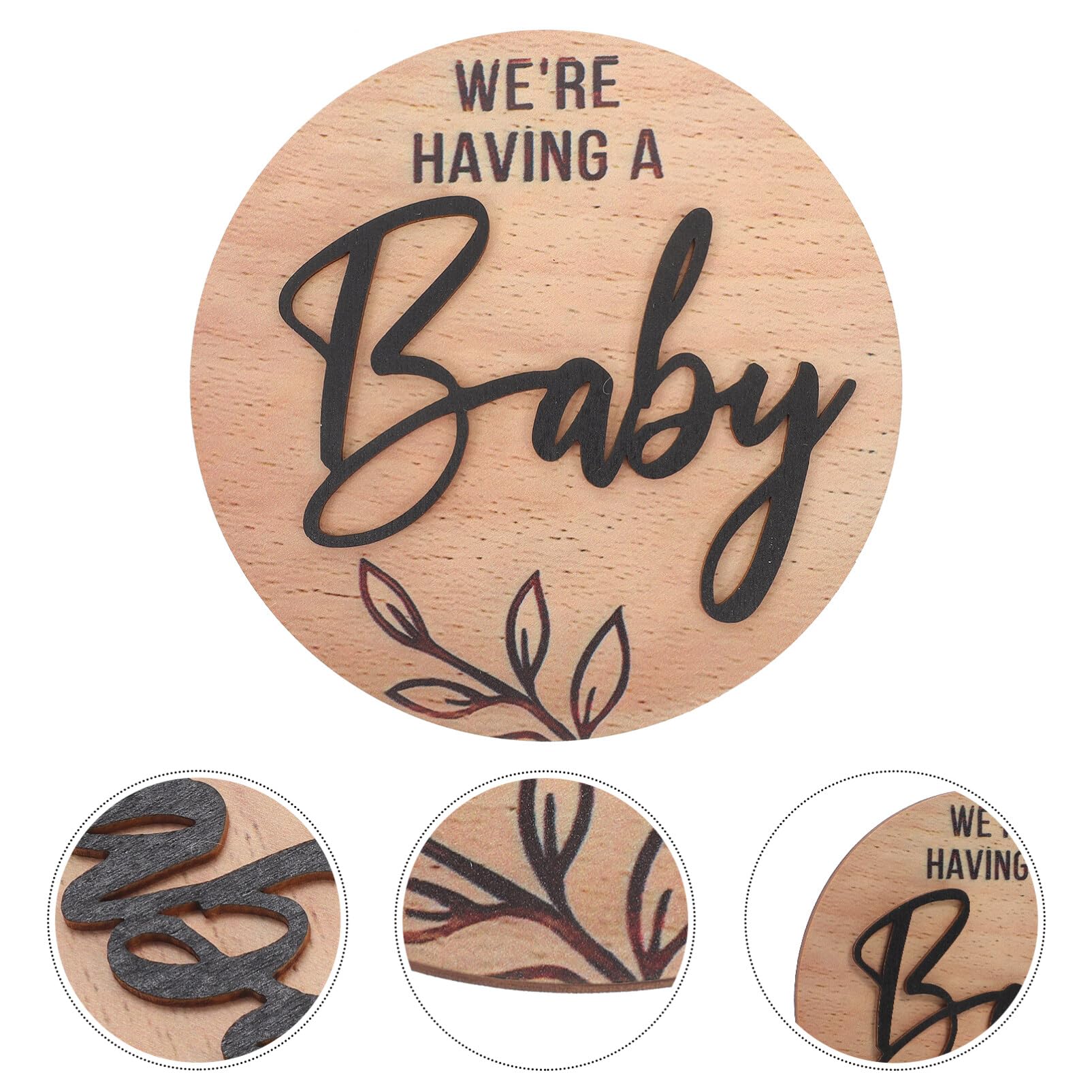 Wooden Baby Announcement Sign - 'We're Having a Baby' Round Birth Announcement Plaque, Newborn Welcome Sign & Photo Prop for Gender Reveal, Baby Shower & Nursery Decor