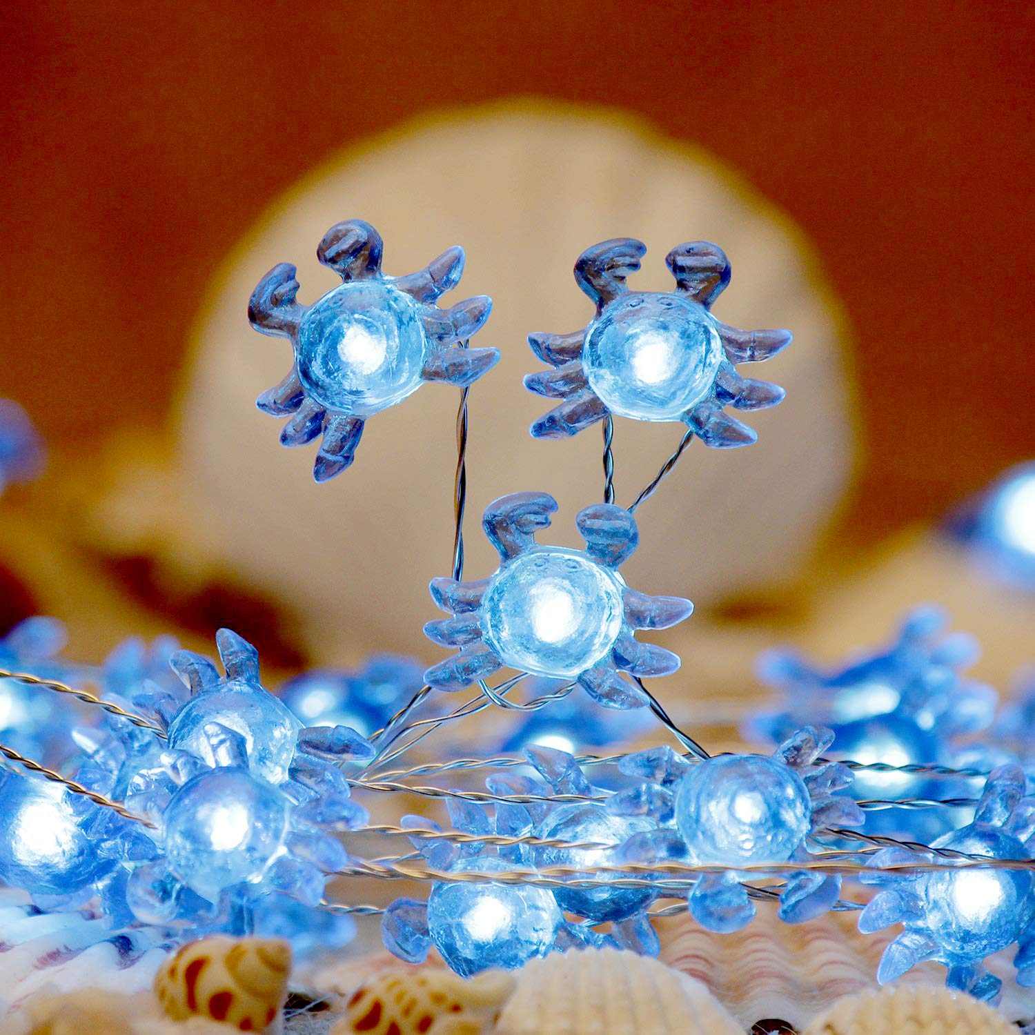 Impress Life Bay Marina Theme Ocean String Lights - 40 LED Blue Crab Decor Lights, 10 ft Length with Remote Control for Indoor & Outdoor Use | Perfect for Weddings, Birthdays, Bedroom, Patio, Parties & Coastal Home Decor