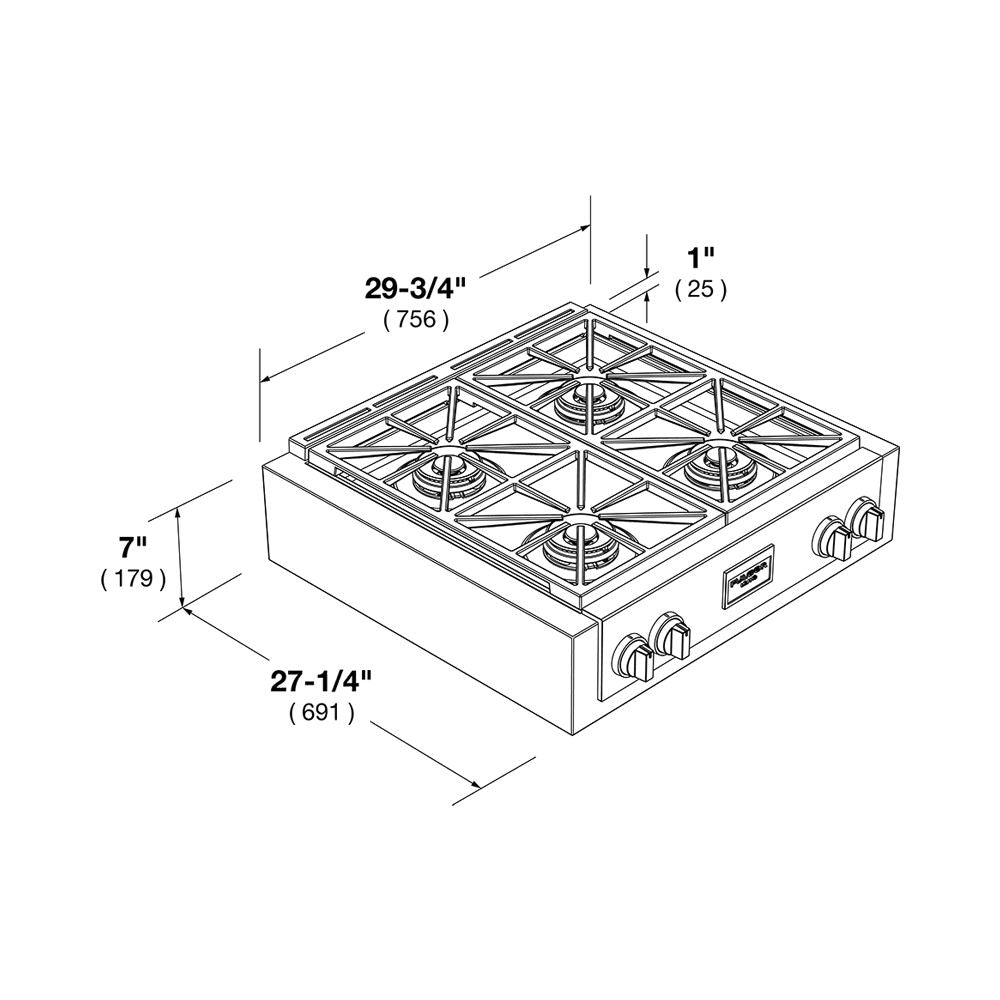 Fulgor Milano 30-Inch 600 Professional Series All Gas Rangetop - Stainless Steel (F6GRT304S1) | Premium Gas Cooktop for Home Chefs & Professional Kitchens