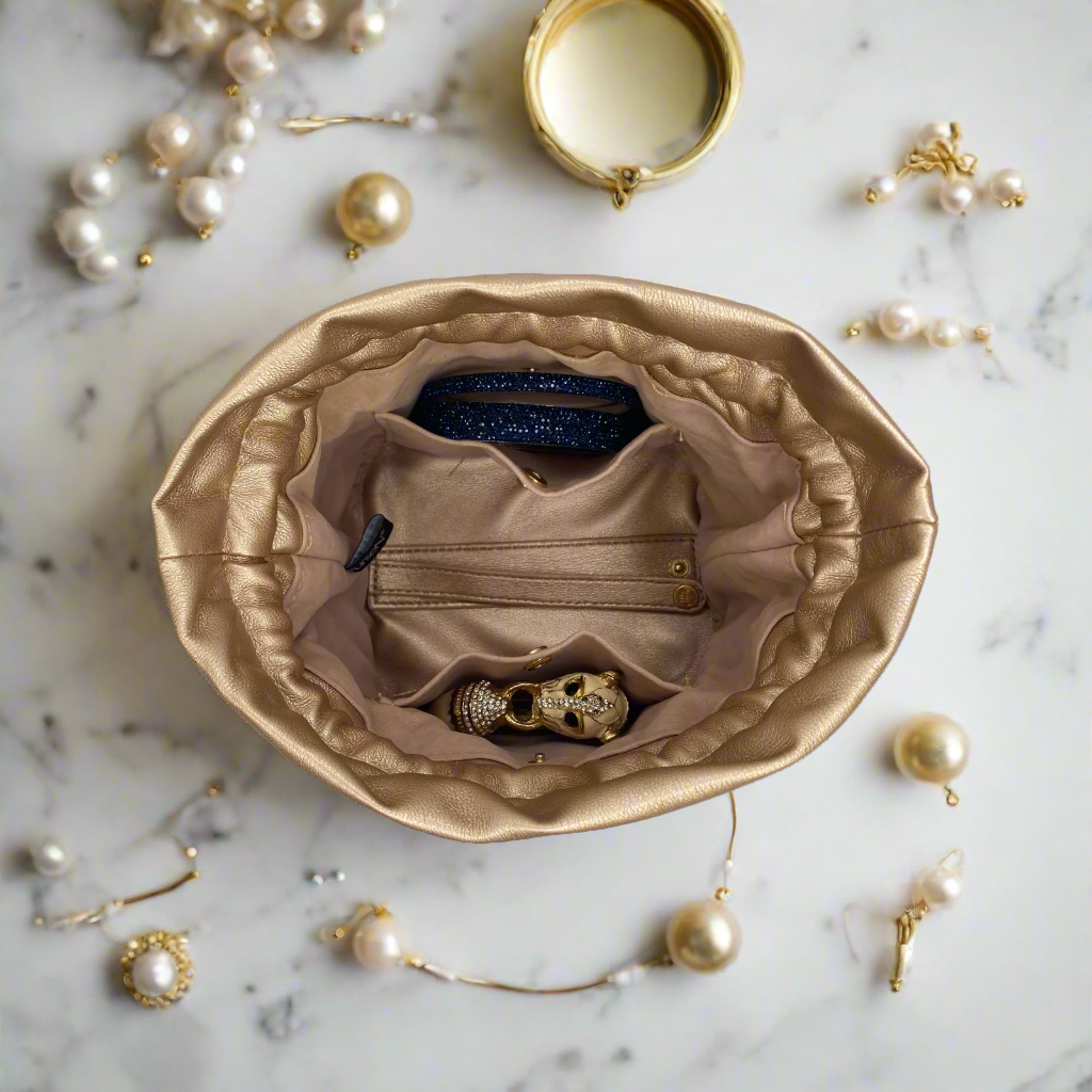 Oprah's Favorite Things 2021 - Premium Jewelry Organizer Case in Nude & Gold | Perfect for Travel, Home Storage & Gift Giving