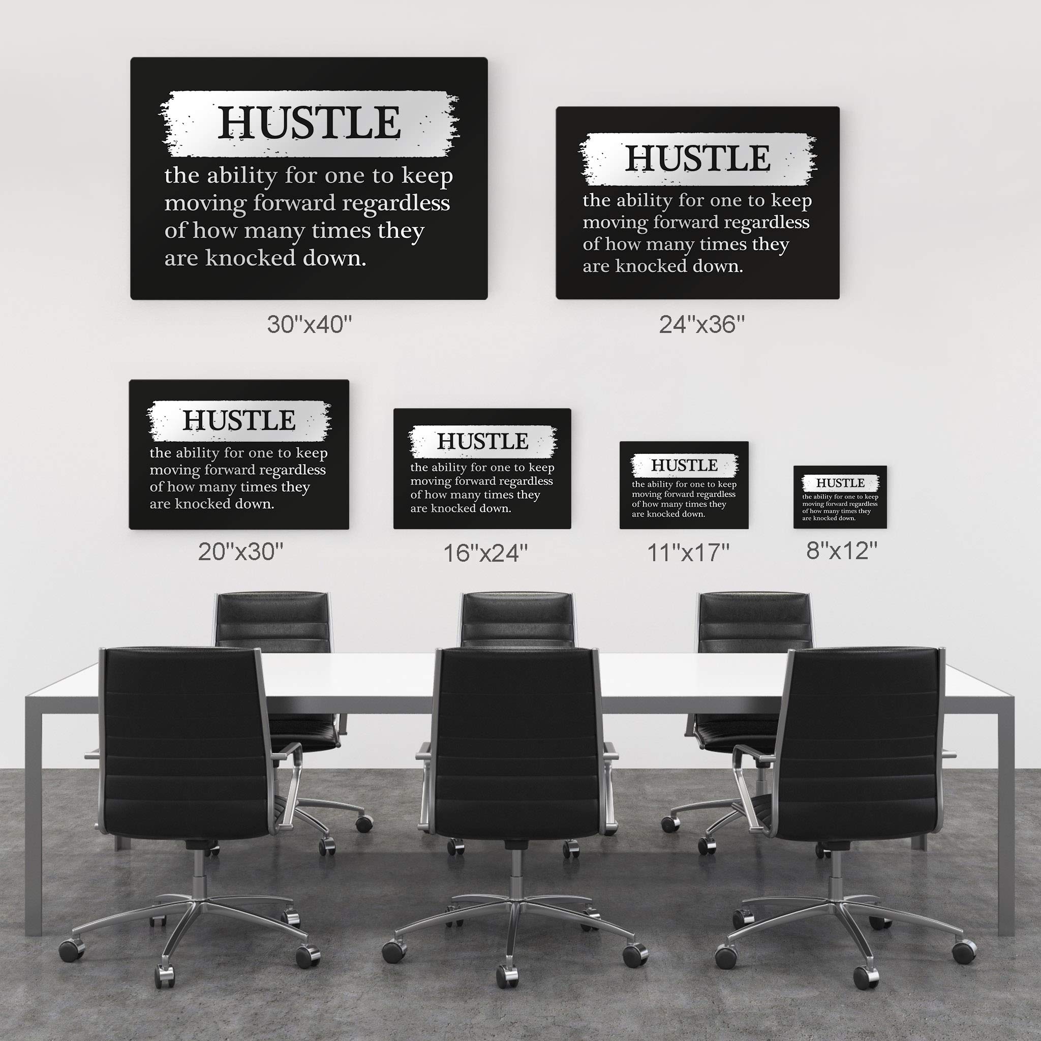 Smile Art Design Hustle Definition Black & White Dictionary Motivational Metal Wall Art - Inspirational Office Decor, Entrepreneur Quote Print for Living Room, Home & Workplace - Perfect Gift Ready to Hang (30x40 inches) - Ideal for Home Offices, Studios & Motivational Spaces