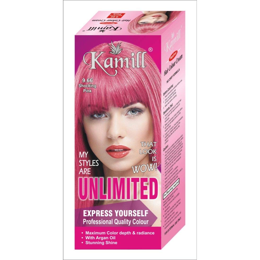 Kamill Shocking Pink Professional Hair Color with Argan Oil - 100g | Long-Lasting Vibrant Hair Dye for Salon-Quality Results at Home | Perfect for Brunettes Wanting Bold Pink Highlights or Full Coverage