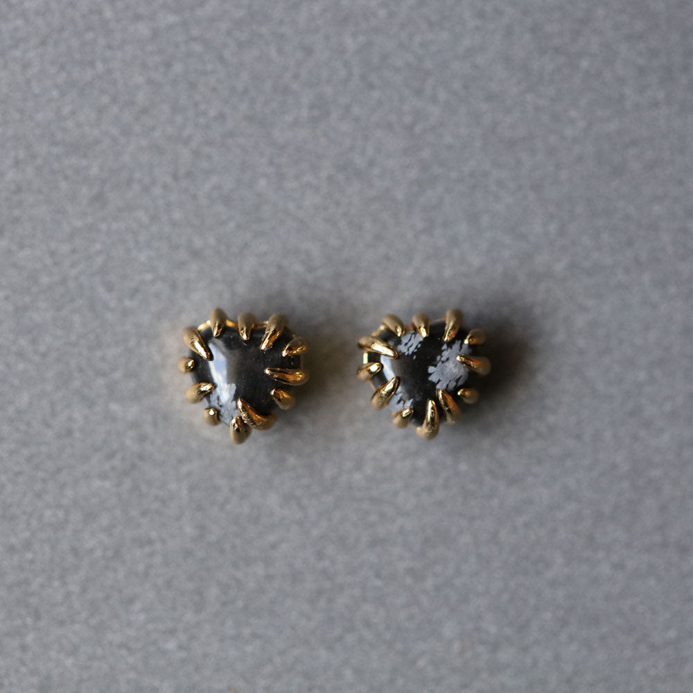 PIXI Clawed Heart Gemstone Stud Earrings in Gold - Elegant Jewelry for Women, Perfect for Valentine's Day, Anniversary, Date Night & Special Occasions