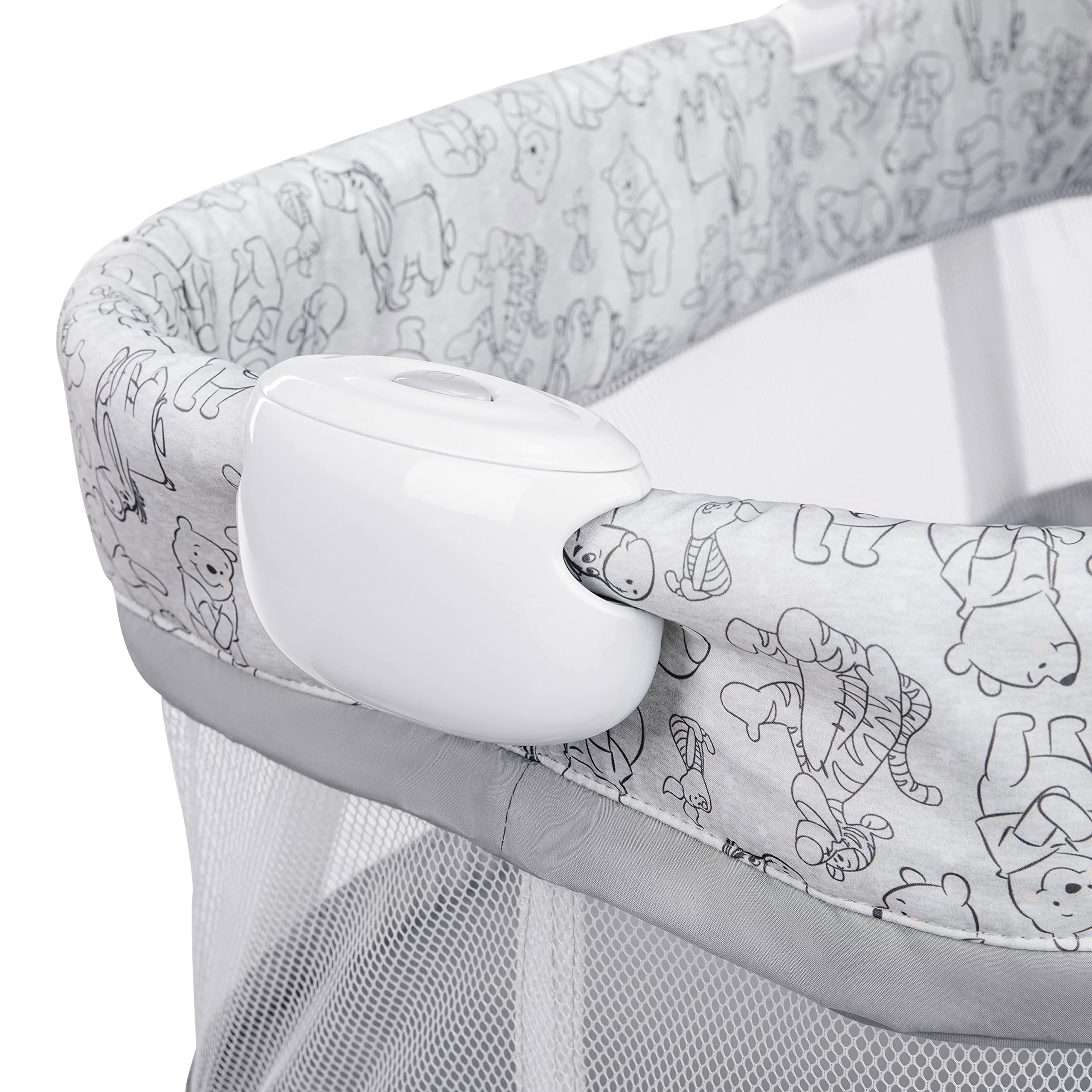 Bright Starts Disney Baby Winnie the Pooh Soothing Vibrations Baby Bassinet - Newborn to 5 Months | Portable Infant Bed with Gentle Vibrations & Plush Pooh Design | Perfect for Nursery, Travel & Daycare Naps