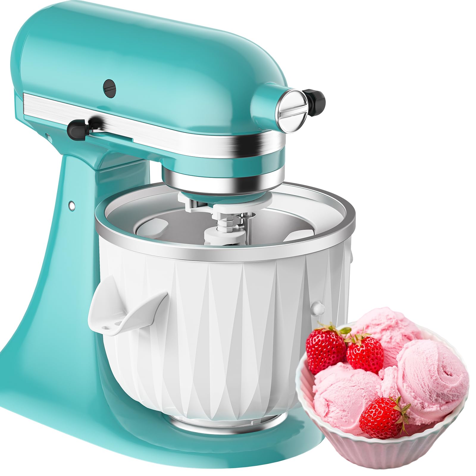 Coolcook 2 Quart Ice Cream Maker Attachment for KitchenAid Stand Mixer - Compatible with 4.5 Qt & Larger Models | Make Frozen Yogurt, Sorbet & Gelato at Home | Perfect for Summer Parties, Family Desserts & DIY Treats