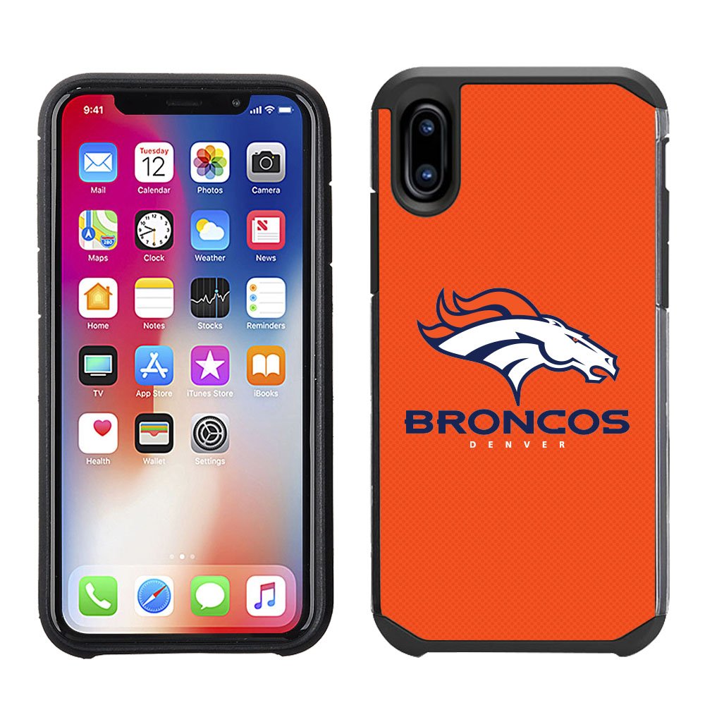 Premium NFL Licensed Denver Broncos Textured Solid Color Phone Case for Apple iPhone X - Durable Protection for Everyday Use, Sports Events & Travel