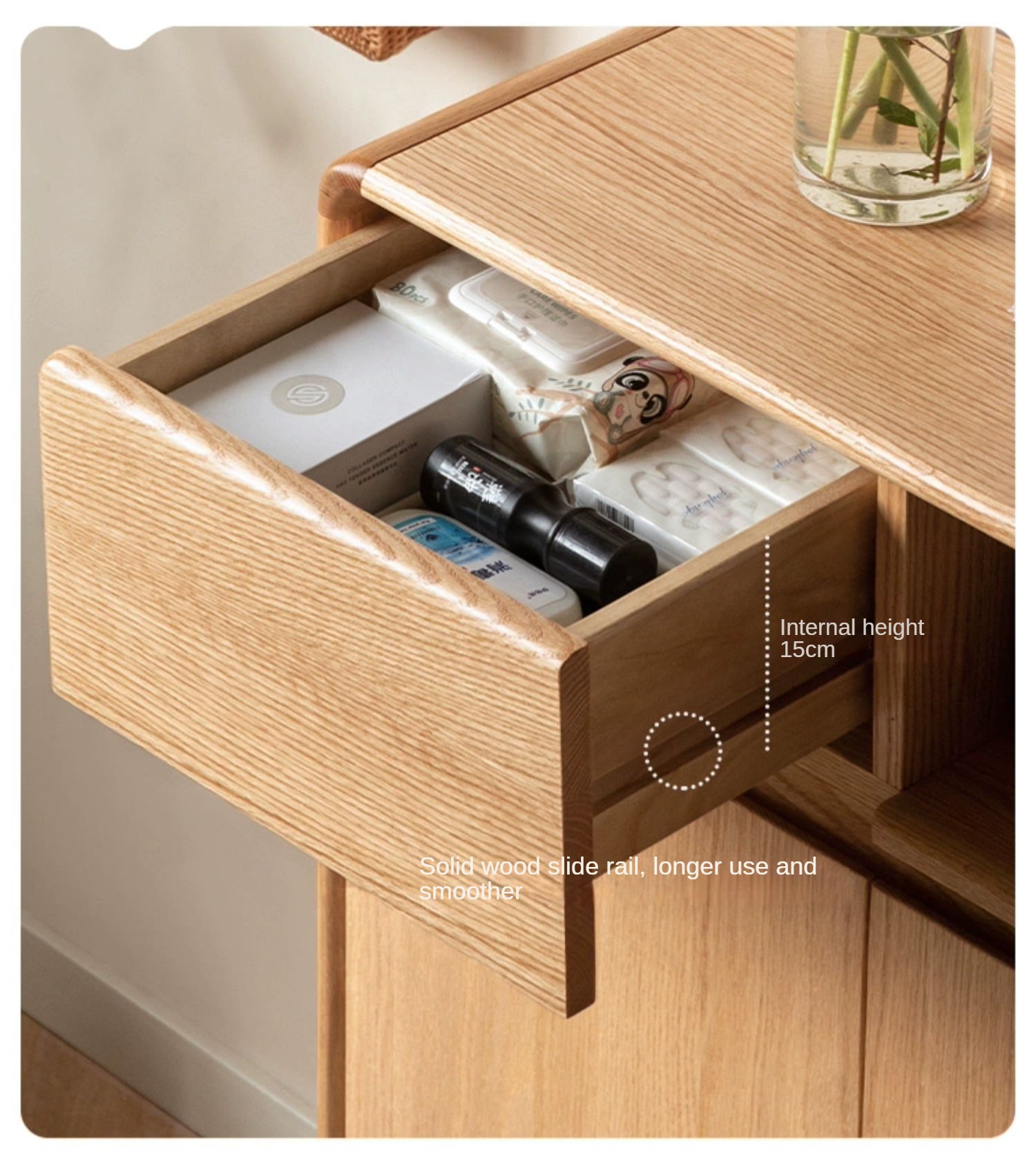 Solid Oak Wood Shoe Cabinet with Partition - Entryway Storage Organizer for Shoes, Boots & Accessories - Perfect for Porch, Mudroom, or Hallway Closet