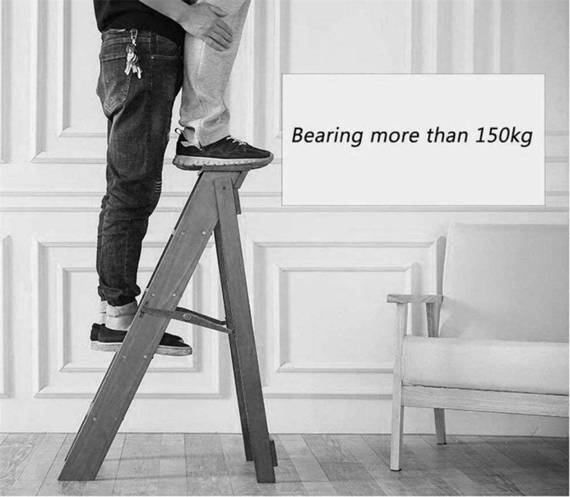 Foldable Wooden Step Stool with 5 Steps - Multifunctional Ladder Stool for Home, Kitchen, Bathroom & Indoor Use - Non-Slip Safety Climbing Stool for Kids and Adults