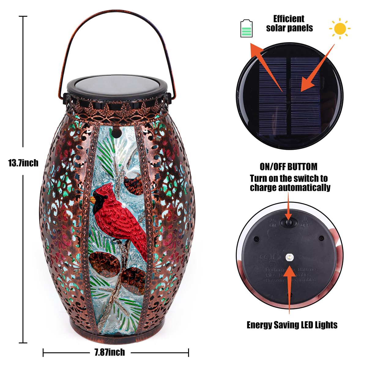 Solar Powered LED Outdoor Hanging Lantern - Waterproof Decorative Glass Light with Hollow Design for Garden, Patio, Yard, Pathway & Tabletop Decor | Perfect for Holiday, Wedding, Camping & Nighttime Ambiance