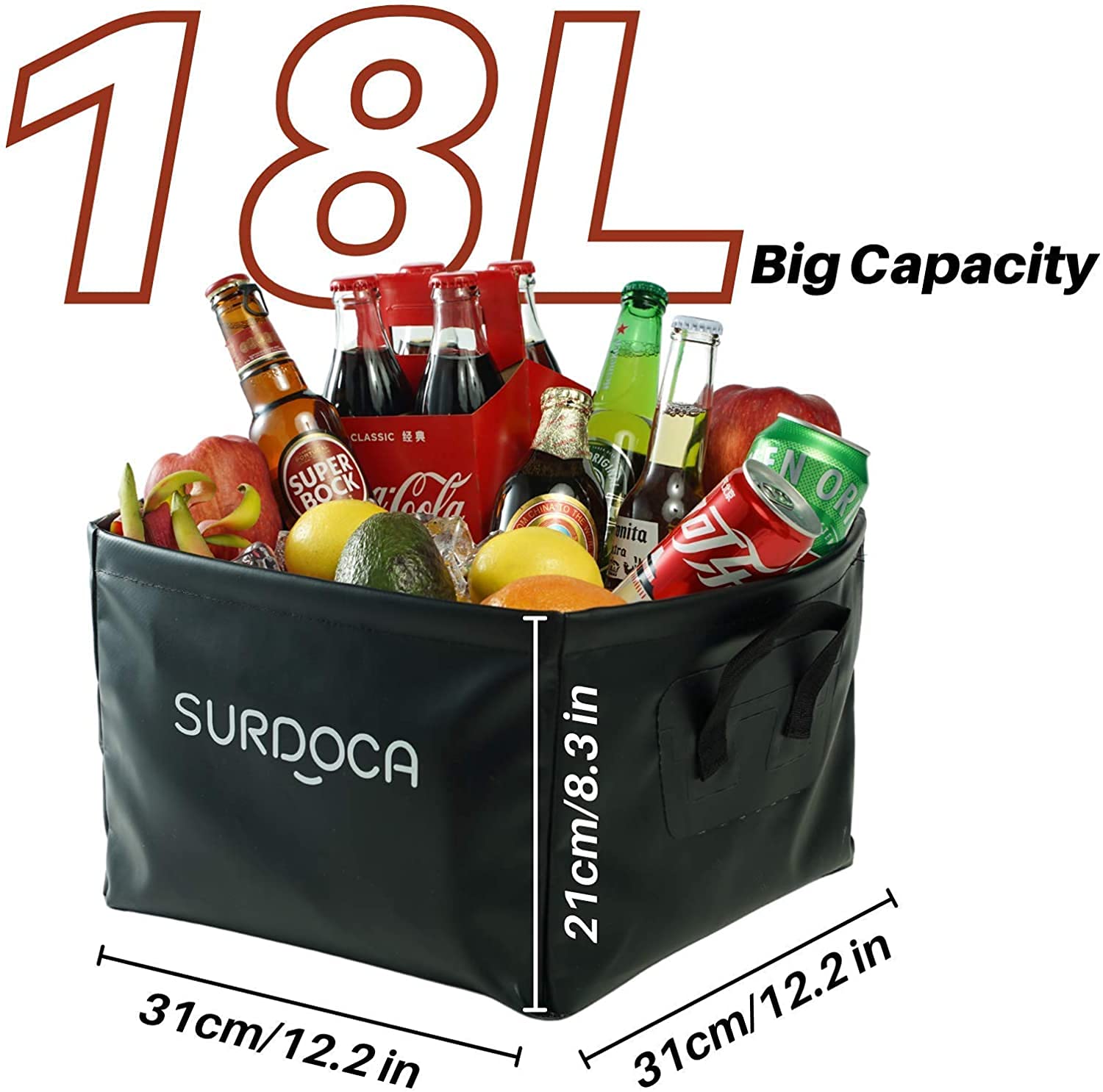 SURDOCA 18L Waterproof Foldable Car Storage Bag - Collapsible Trunk Organizer for Groceries, Anti-Mud Vehicle Storage | Perfect for Road Trips, Camping & Daily Commute